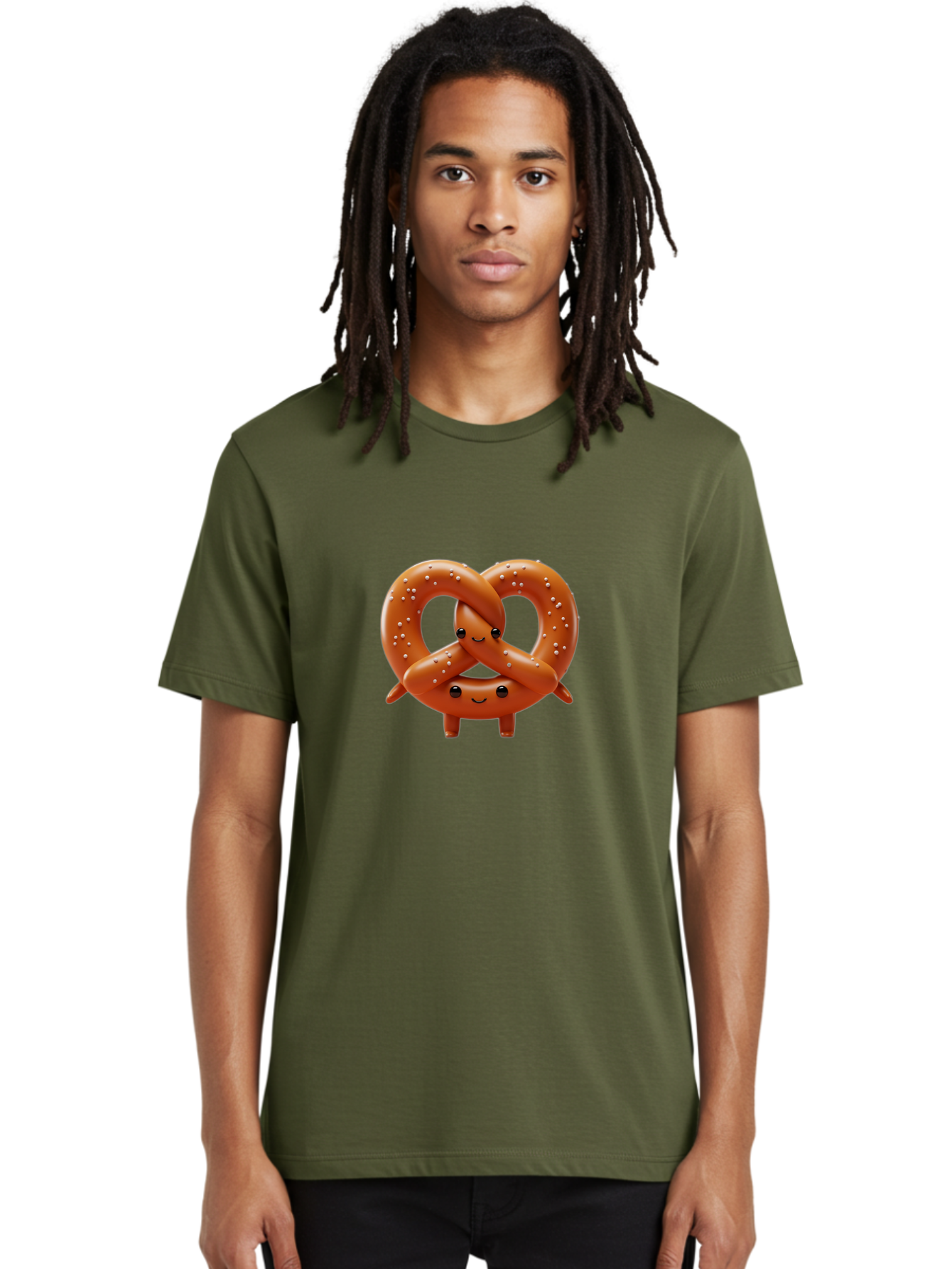 Pretzel-Friends Men'S Graphic Tee, 100% Cotton, Comfortable Casual Summer Wear, Machine Washable, Cute Cartoon Pretzels, Hugging Pretzel Friends, Salted Pretzels, Smiling Pretzels, Adorable Pretzel Characters, Pretzel Love, Baked Goods, Bac341