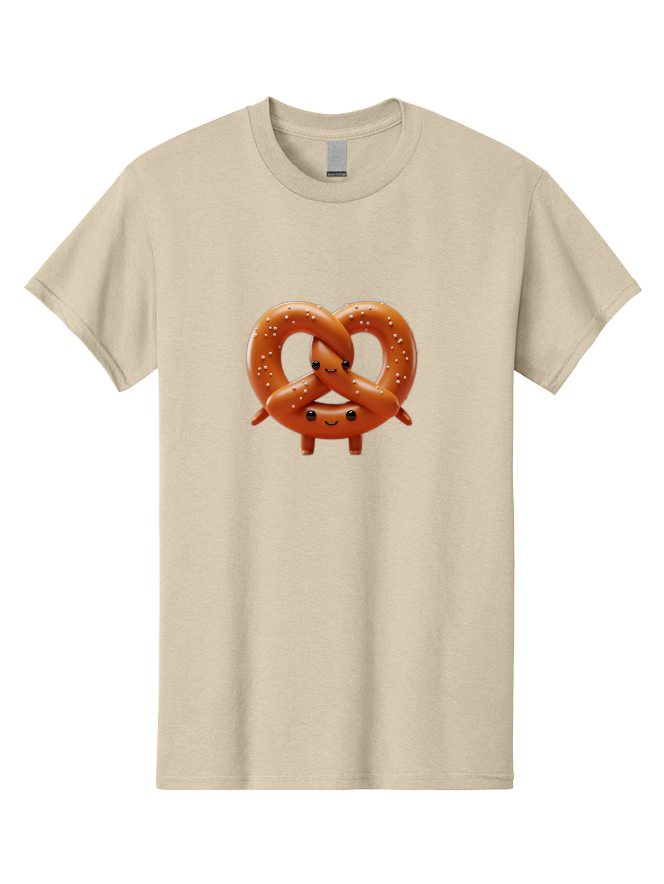 Pretzel-Friends Men'S Graphic Tee, 100% Cotton, Comfortable Casual Summer Wear, Machine Washable, Cute Cartoon Pretzels, Hugging Pretzel Friends, Salted Pretzels, Smiling Pretzels, Adorable Pretzel Characters, Pretzel Love, Baked Goods, Bac341