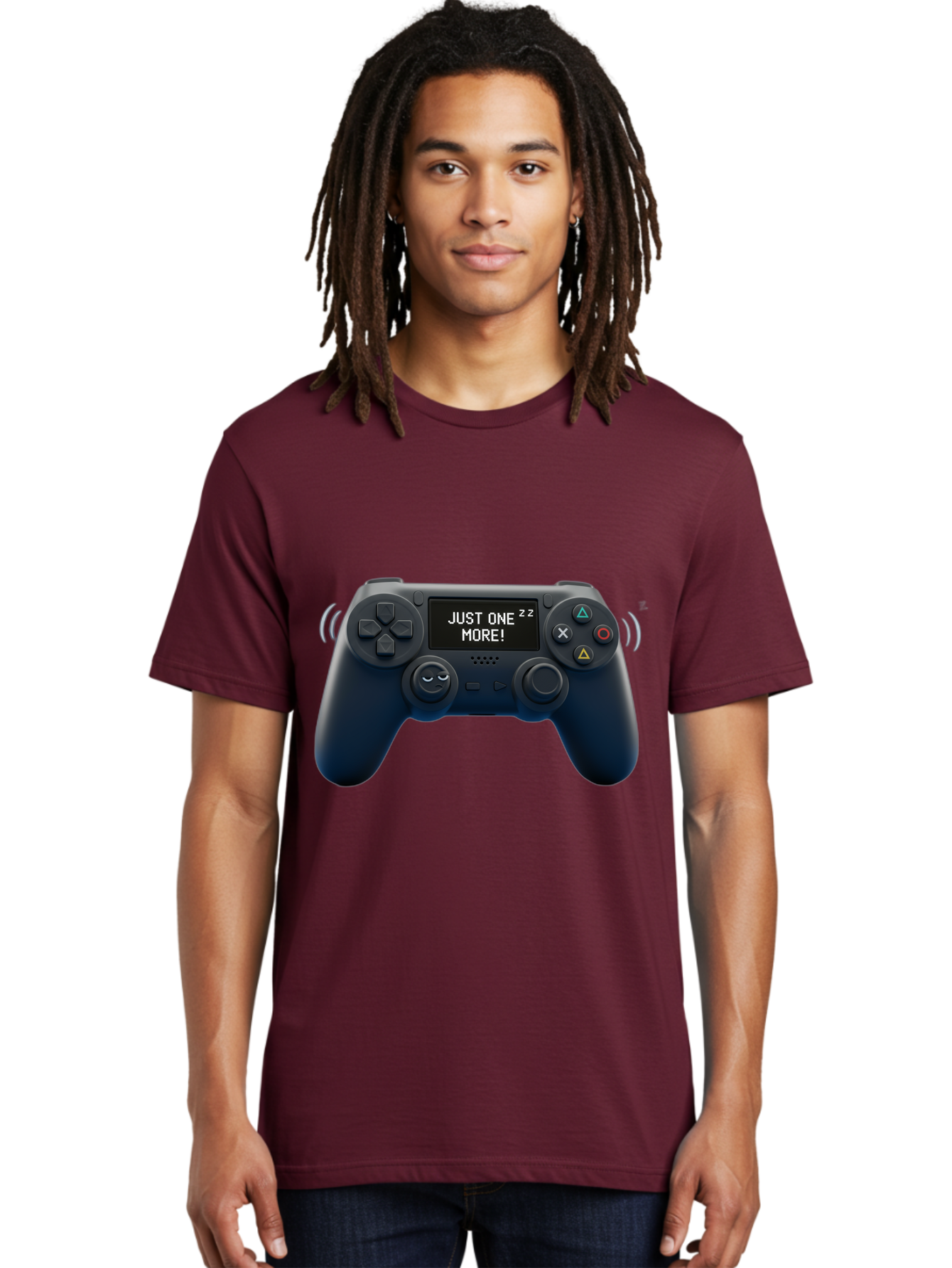Ps4-Controller Men'S Graphic Tee, 100% Cotton, Comfortable Casual Summer Wear, Machine Washable, Game Controller, Gaming, Video Games, Ps4 Controller, Joystick, Gamepad, Gaming Addiction, Gaming Habit, Just One More, Sleep Deprivation, Bac343