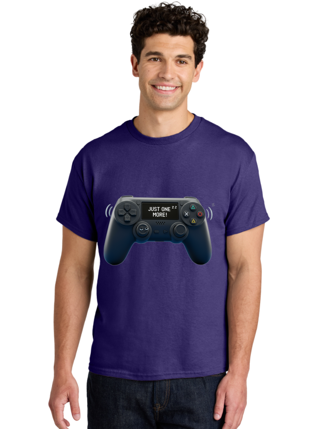 Ps4-Controller Men'S Graphic Tee, 100% Cotton, Comfortable Casual Summer Wear, Machine Washable, Game Controller, Gaming, Video Games, Ps4 Controller, Joystick, Gamepad, Gaming Addiction, Gaming Habit, Just One More, Sleep Deprivation, Bac343