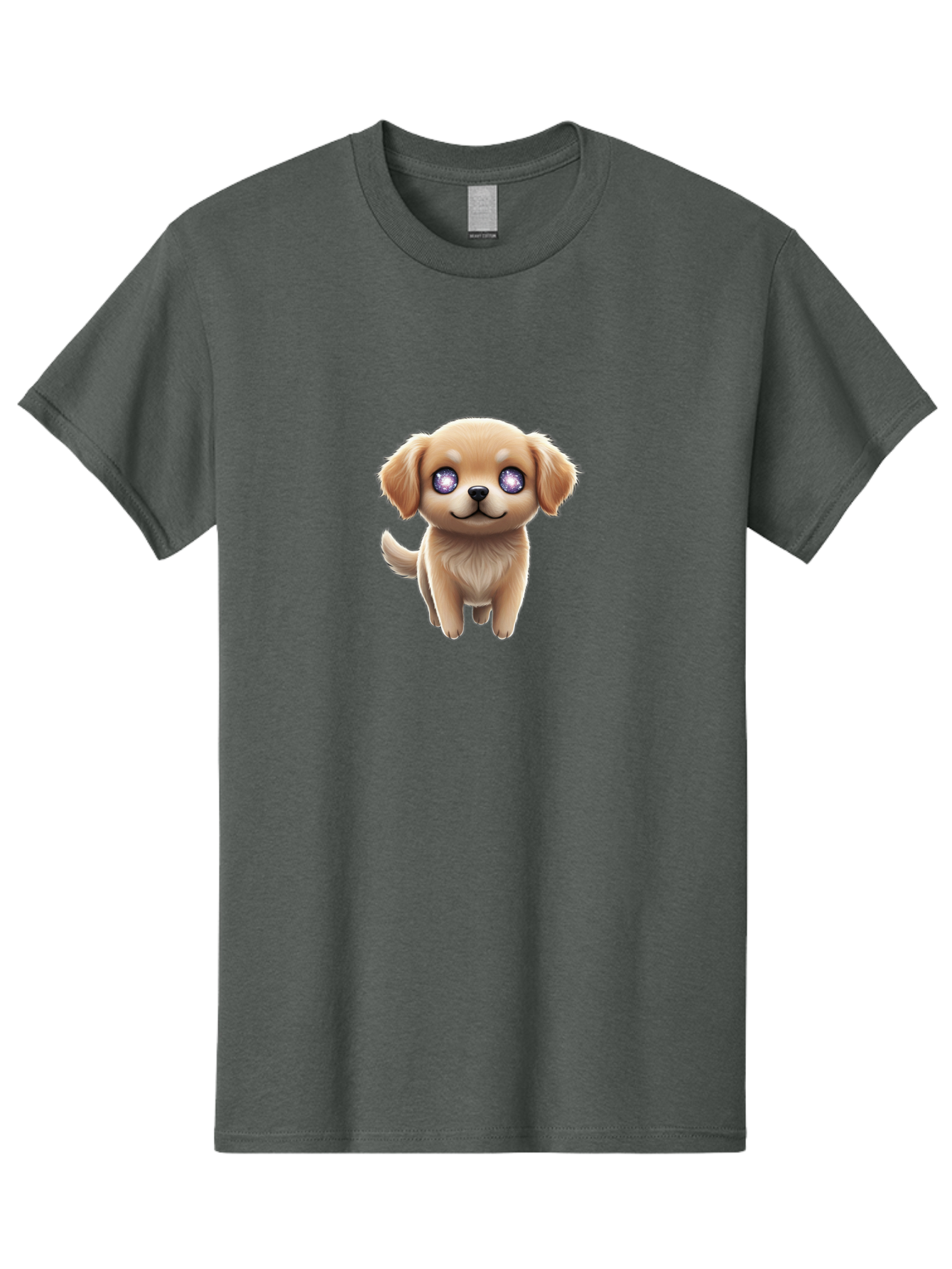 Puppy-1 Men'S Graphic Tee, 100% Cotton, Comfortable Casual Summer Wear, Machine Washable, Adorable Puppy, Cartoon Dog, Playful Animal, Fluffy Puppy, Sparkly Eyes, Happy Face, Furry Friend, Loyal Companion, Cute Canine, Digital Art Bac345