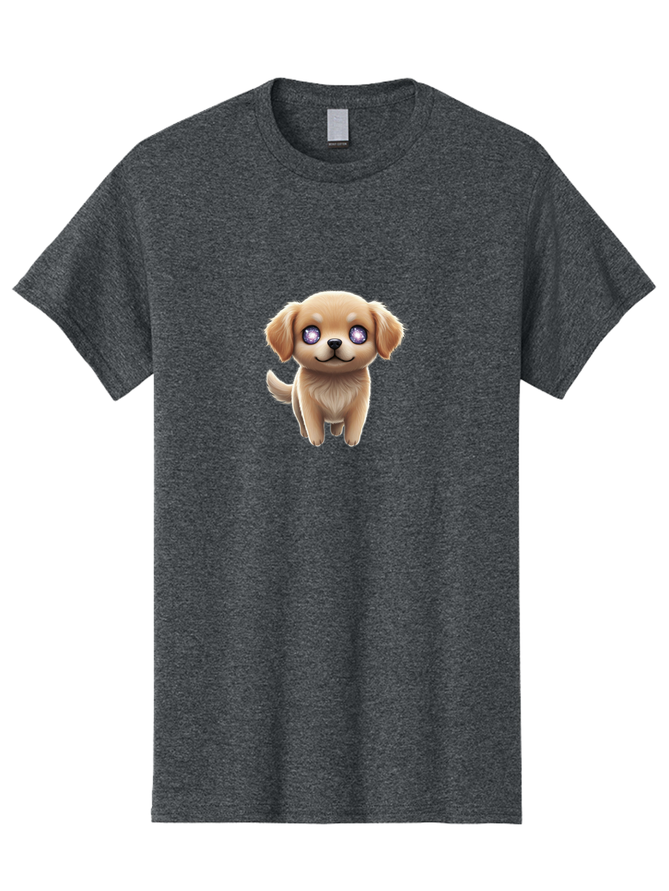 Puppy-1 Men'S Graphic Tee, 100% Cotton, Comfortable Casual Summer Wear, Machine Washable, Adorable Puppy, Cartoon Dog, Playful Animal, Fluffy Puppy, Sparkly Eyes, Happy Face, Furry Friend, Loyal Companion, Cute Canine, Digital Art Bac345