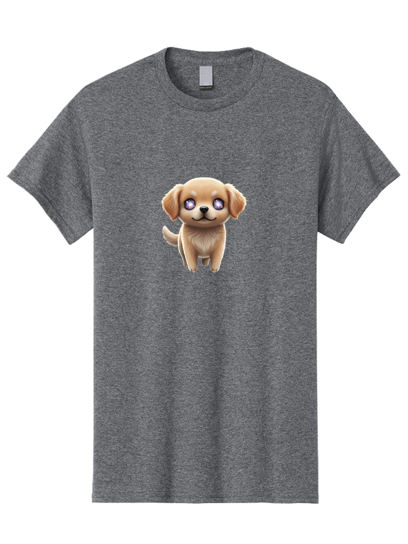 Puppy-1 Men'S Graphic Tee, 100% Cotton, Comfortable Casual Summer Wear, Machine Washable, Adorable Puppy, Cartoon Dog, Playful Animal, Fluffy Puppy, Sparkly Eyes, Happy Face, Furry Friend, Loyal Companion, Cute Canine, Digital Art Bac345