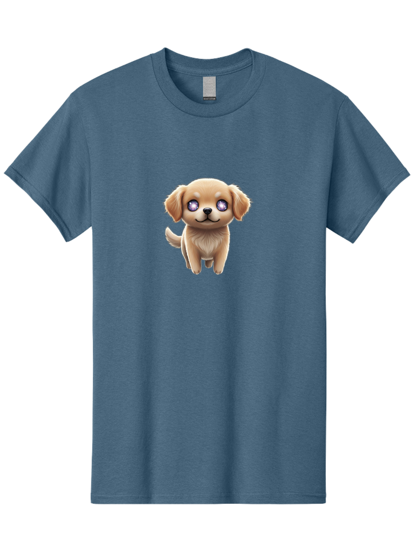 Puppy-1 Men'S Graphic Tee, 100% Cotton, Comfortable Casual Summer Wear, Machine Washable, Adorable Puppy, Cartoon Dog, Playful Animal, Fluffy Puppy, Sparkly Eyes, Happy Face, Furry Friend, Loyal Companion, Cute Canine, Digital Art Bac345