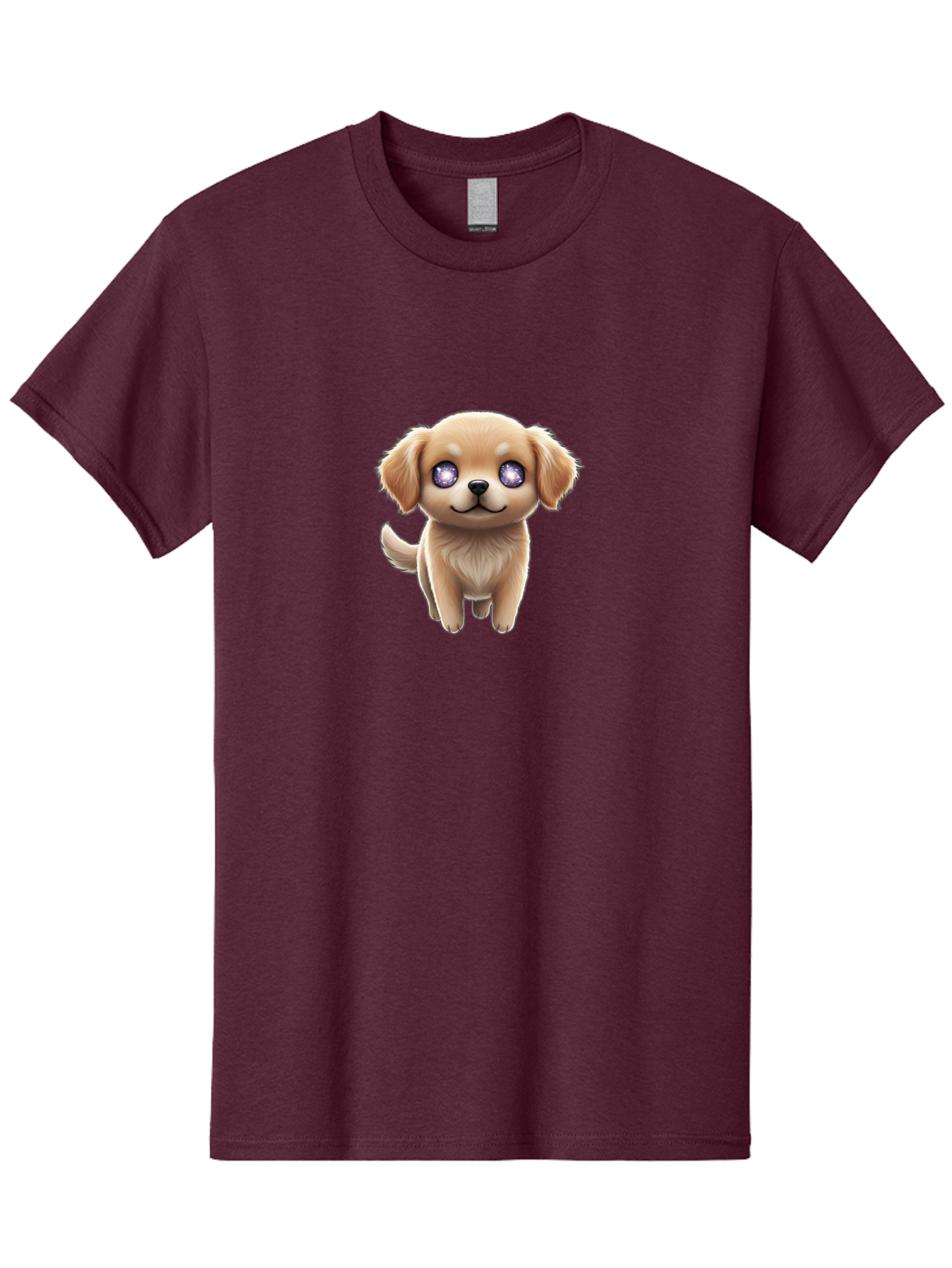 Puppy-1 Men'S Graphic Tee, 100% Cotton, Comfortable Casual Summer Wear, Machine Washable, Adorable Puppy, Cartoon Dog, Playful Animal, Fluffy Puppy, Sparkly Eyes, Happy Face, Furry Friend, Loyal Companion, Cute Canine, Digital Art Bac345