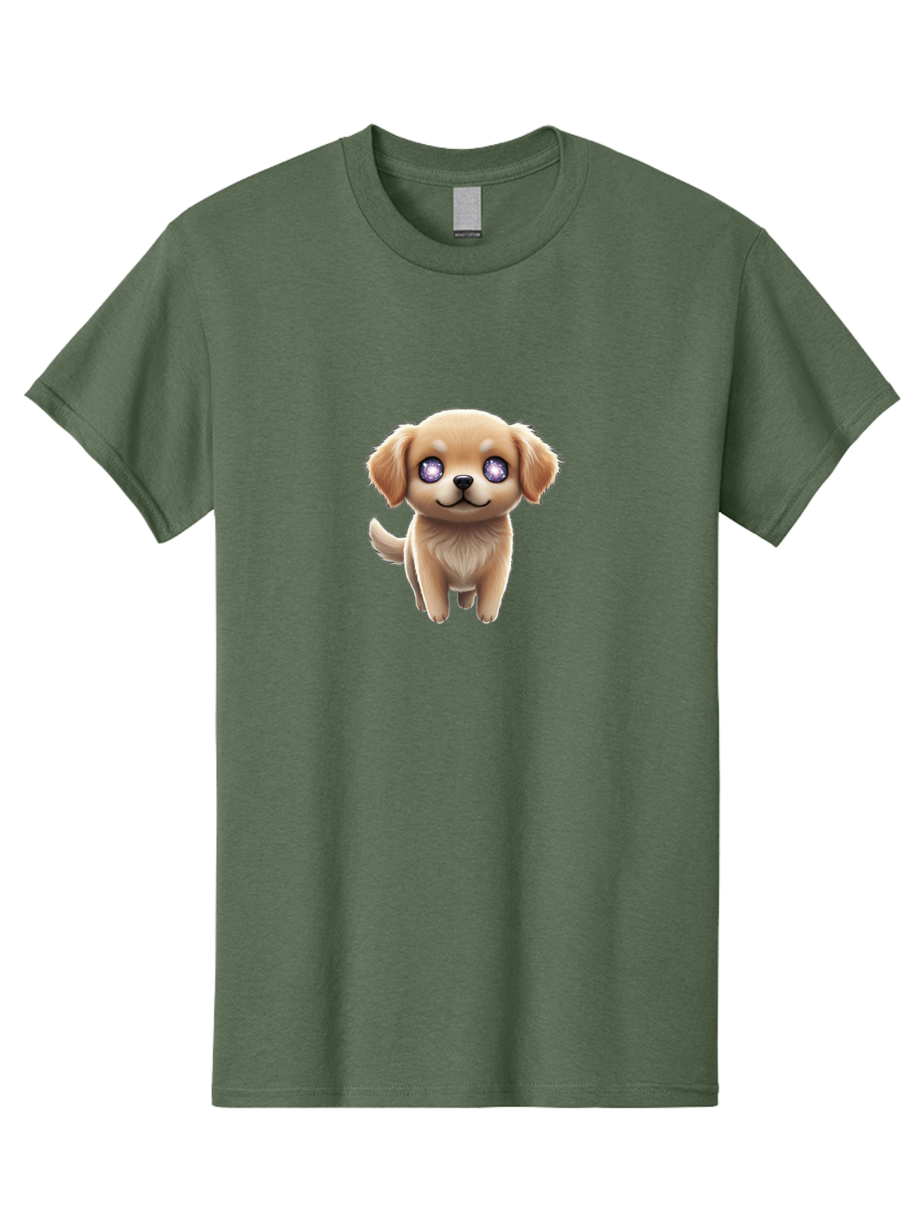 Puppy-1 Men'S Graphic Tee, 100% Cotton, Comfortable Casual Summer Wear, Machine Washable, Adorable Puppy, Cartoon Dog, Playful Animal, Fluffy Puppy, Sparkly Eyes, Happy Face, Furry Friend, Loyal Companion, Cute Canine, Digital Art Bac345