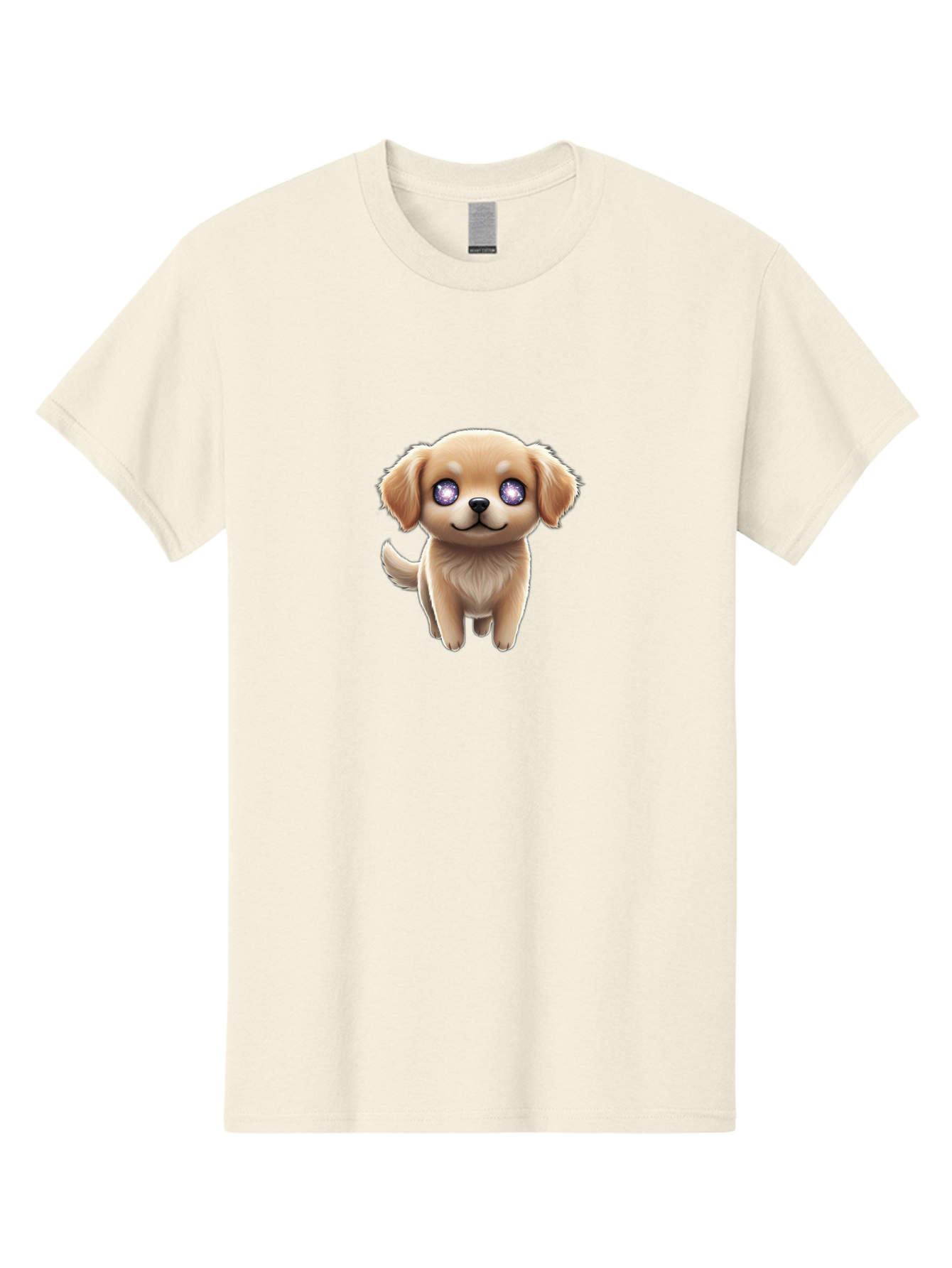 Puppy-1 Men'S Graphic Tee, 100% Cotton, Comfortable Casual Summer Wear, Machine Washable, Adorable Puppy, Cartoon Dog, Playful Animal, Fluffy Puppy, Sparkly Eyes, Happy Face, Furry Friend, Loyal Companion, Cute Canine, Digital Art Bac345