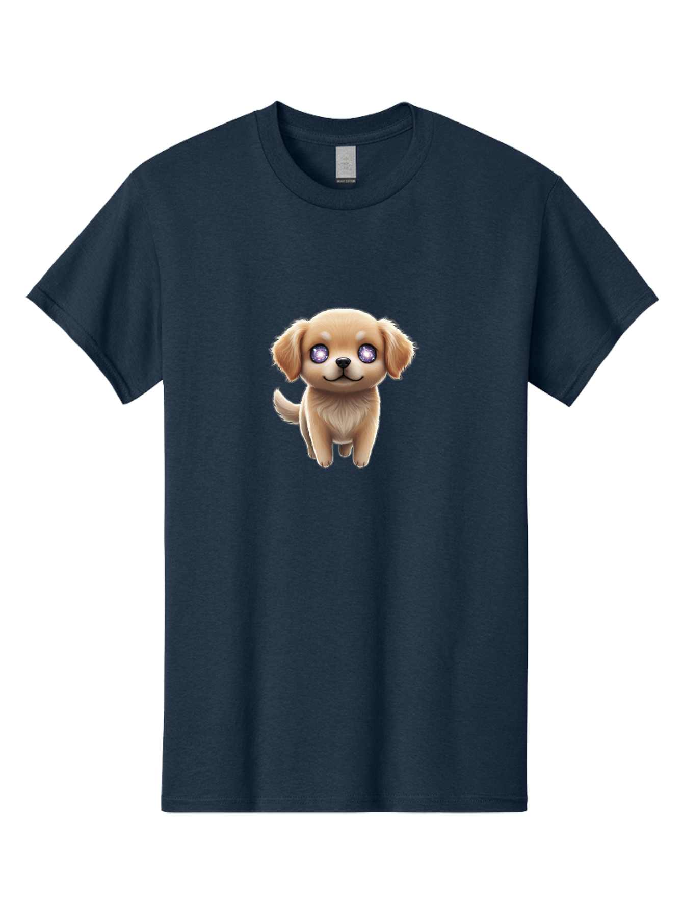 Puppy-1 Men'S Graphic Tee, 100% Cotton, Comfortable Casual Summer Wear, Machine Washable, Adorable Puppy, Cartoon Dog, Playful Animal, Fluffy Puppy, Sparkly Eyes, Happy Face, Furry Friend, Loyal Companion, Cute Canine, Digital Art Bac345
