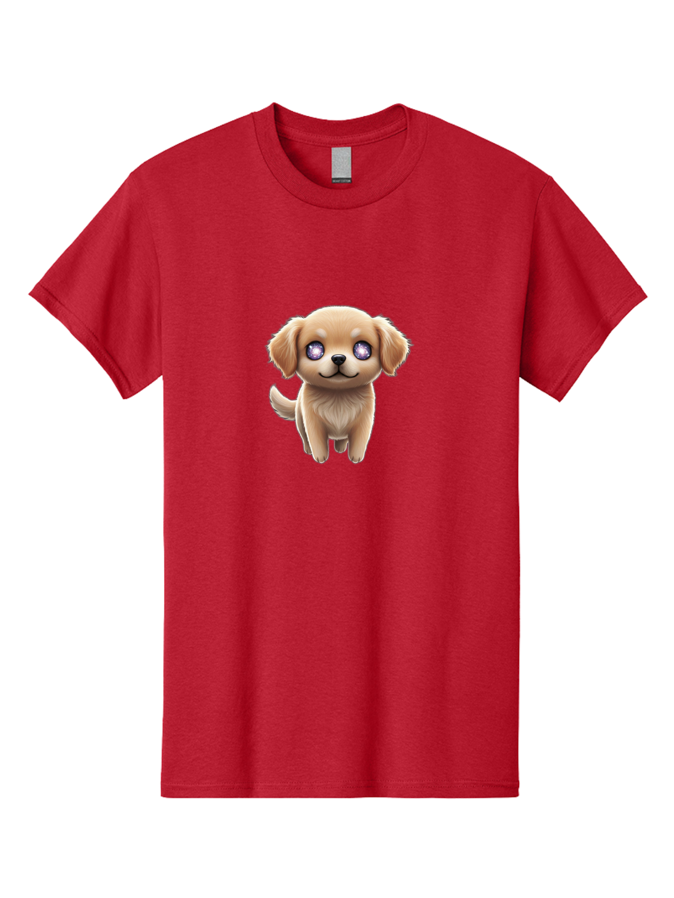 Puppy-1 Men'S Graphic Tee, 100% Cotton, Comfortable Casual Summer Wear, Machine Washable, Adorable Puppy, Cartoon Dog, Playful Animal, Fluffy Puppy, Sparkly Eyes, Happy Face, Furry Friend, Loyal Companion, Cute Canine, Digital Art Bac345