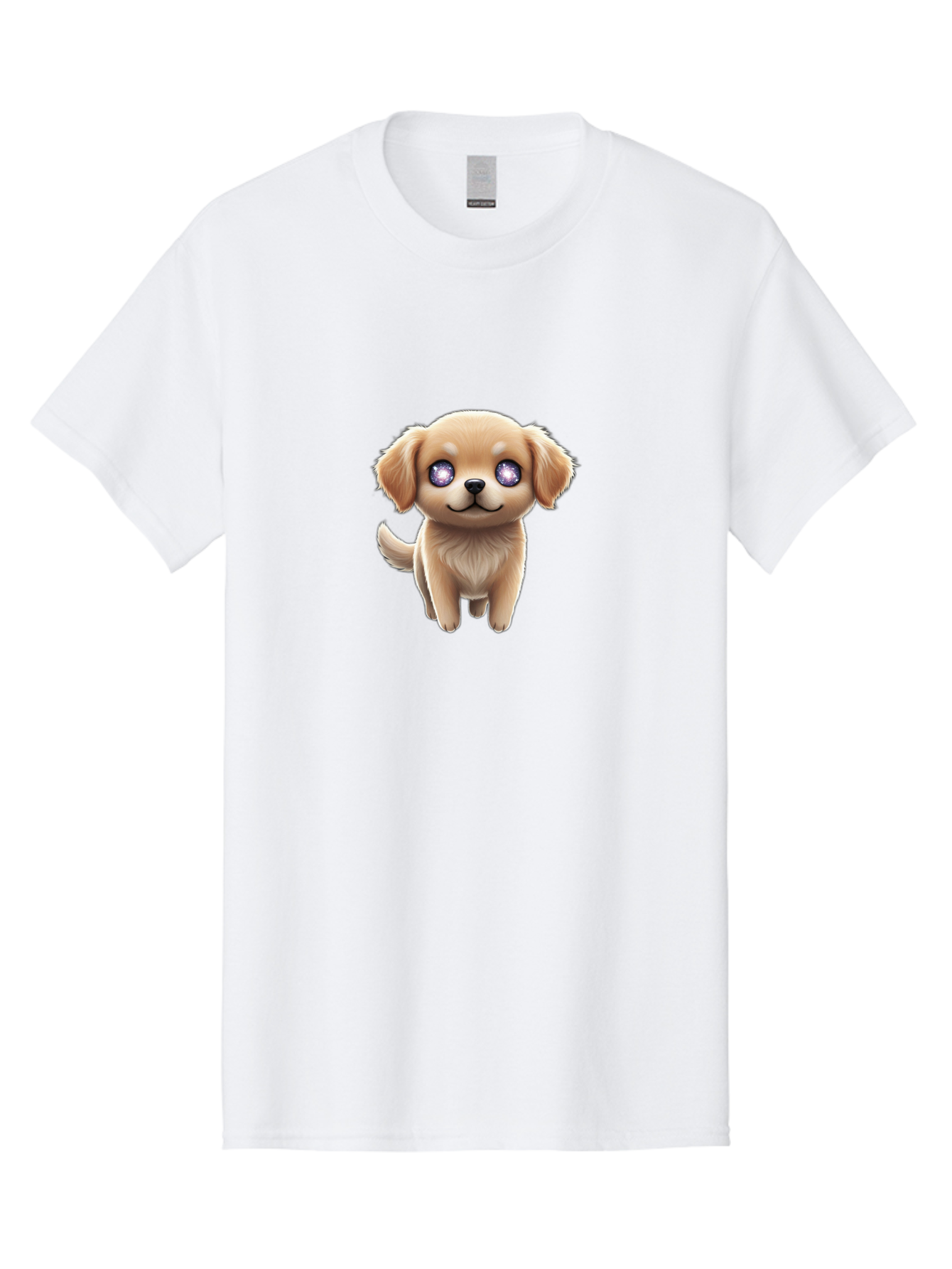 Puppy-1 Men'S Graphic Tee, 100% Cotton, Comfortable Casual Summer Wear, Machine Washable, Adorable Puppy, Cartoon Dog, Playful Animal, Fluffy Puppy, Sparkly Eyes, Happy Face, Furry Friend, Loyal Companion, Cute Canine, Digital Art Bac345