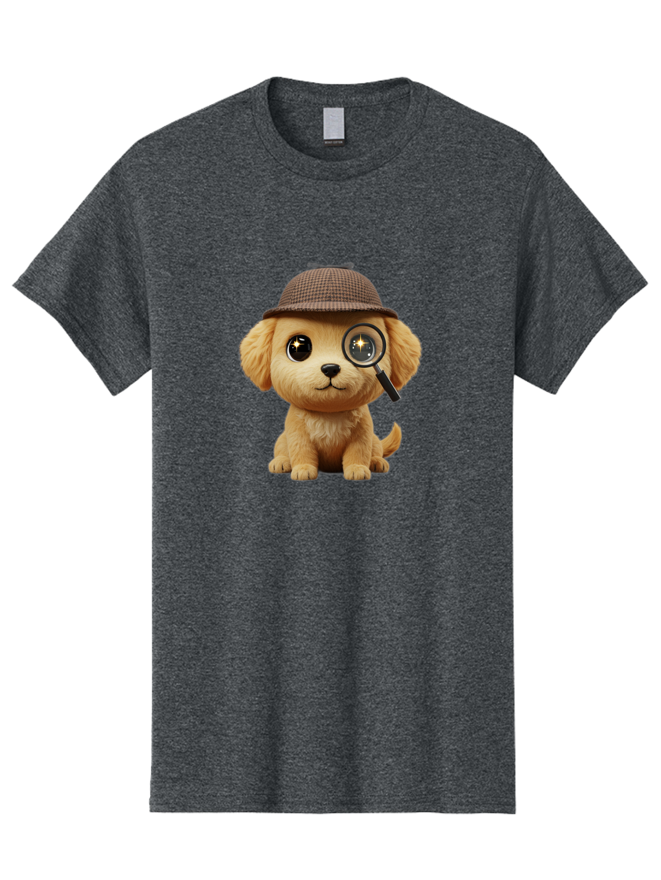 Puppy-Detective Men'S Graphic Tee, 100% Cotton, Comfortable Casual Summer Wear, Machine Washable, Puppy Wearing A Deerstalker Cap, Magnifying Glass, Detective Theme, Cute Puppy, Investigation, Mystery Solving, Dog Character, Cartoon Style Bac346