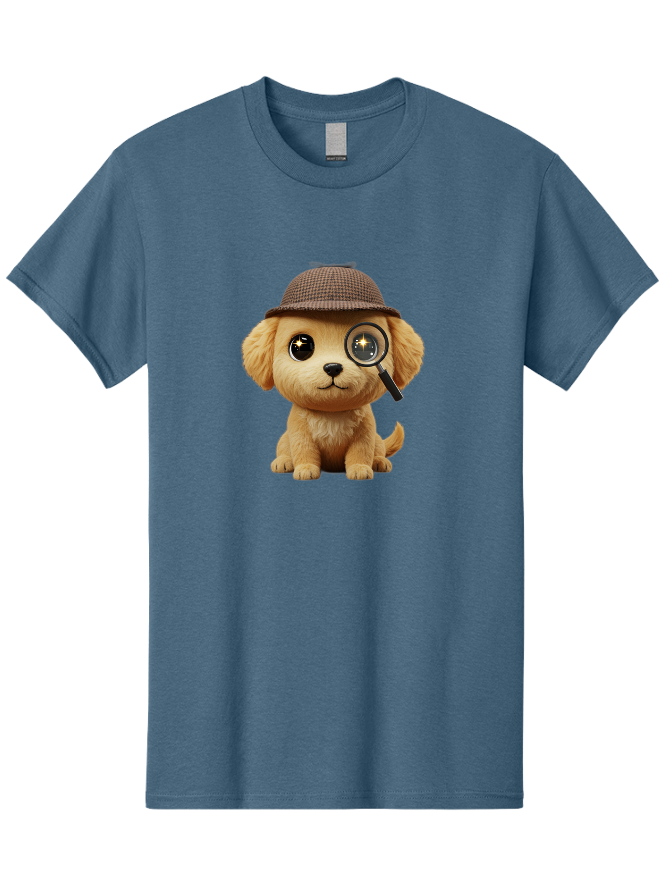 Puppy-Detective Men'S Graphic Tee, 100% Cotton, Comfortable Casual Summer Wear, Machine Washable, Puppy Wearing A Deerstalker Cap, Magnifying Glass, Detective Theme, Cute Puppy, Investigation, Mystery Solving, Dog Character, Cartoon Style Bac346