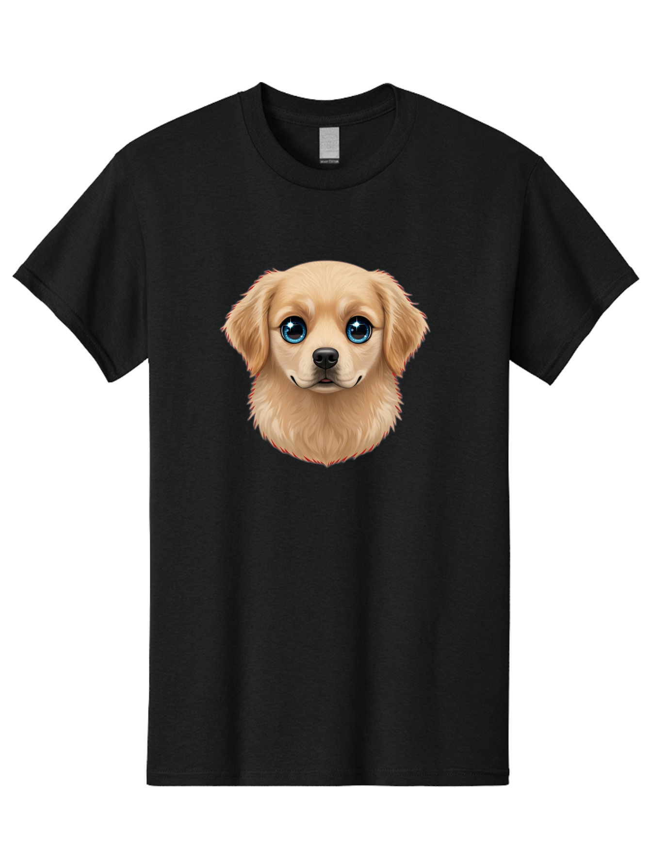 Puppy-Head Men'S Graphic Tee, 100% Cotton, Comfortable Casual Summer Wear, Machine Washable, Adorable Puppy, Cute Dog Face, Big Blue Eyes, Fluffy Fur, Sweet Expression, Cartoon Dog, Digital Art, Puppy Love, Furry Friend Bac347