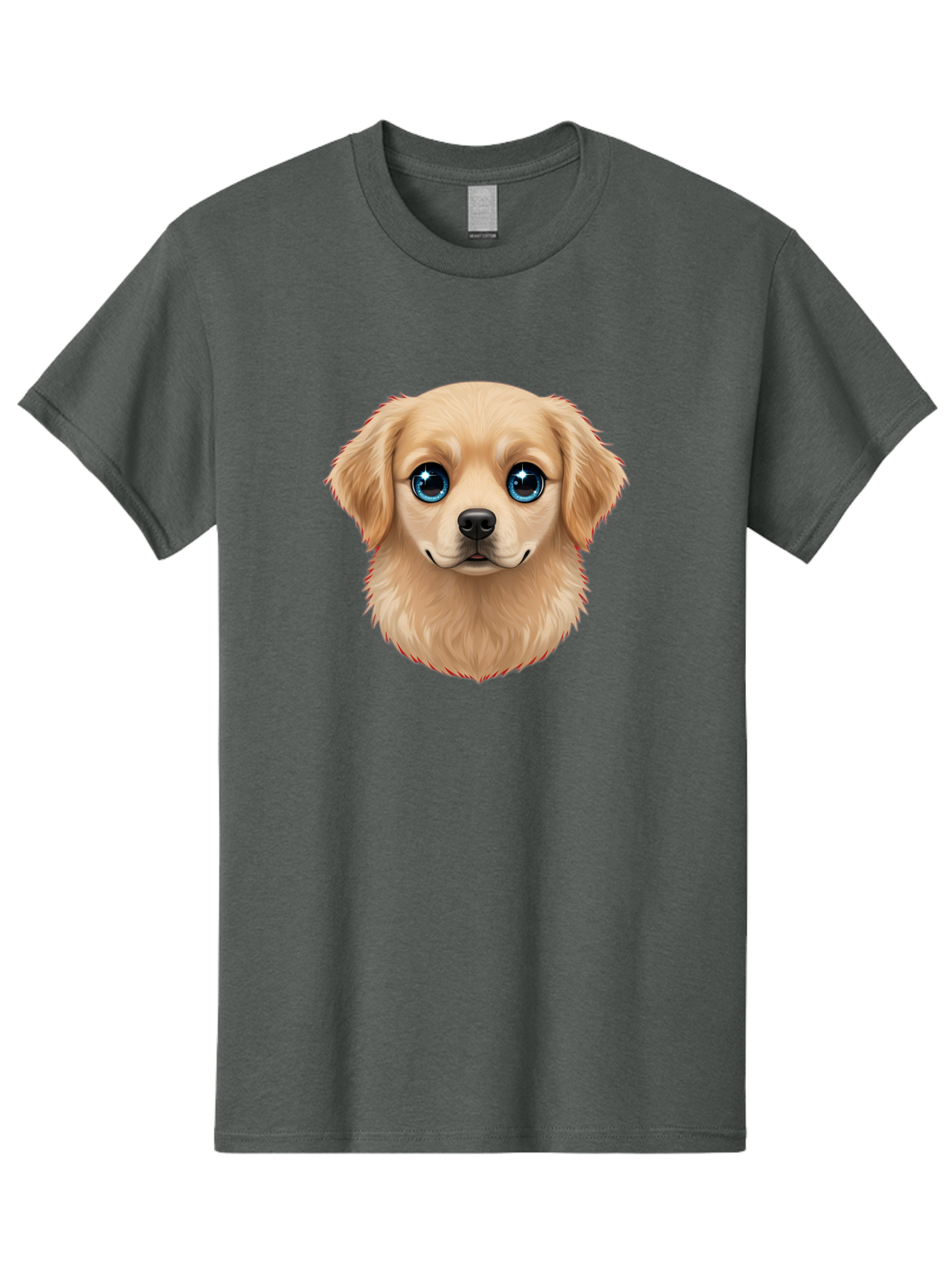 Puppy-Head Men'S Graphic Tee, 100% Cotton, Comfortable Casual Summer Wear, Machine Washable, Adorable Puppy, Cute Dog Face, Big Blue Eyes, Fluffy Fur, Sweet Expression, Cartoon Dog, Digital Art, Puppy Love, Furry Friend Bac347