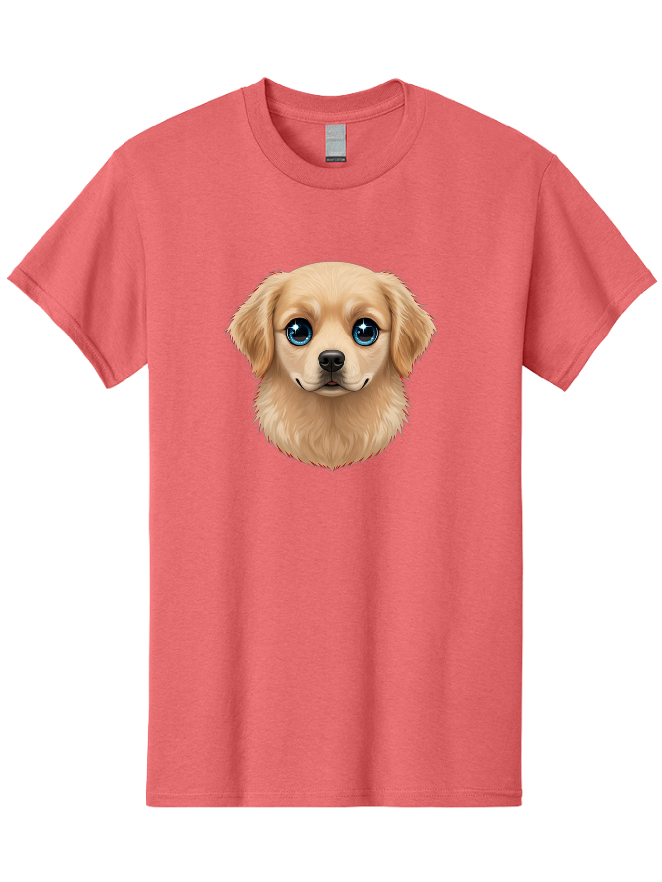 Puppy-Head Men'S Graphic Tee, 100% Cotton, Comfortable Casual Summer Wear, Machine Washable, Adorable Puppy, Cute Dog Face, Big Blue Eyes, Fluffy Fur, Sweet Expression, Cartoon Dog, Digital Art, Puppy Love, Furry Friend Bac347