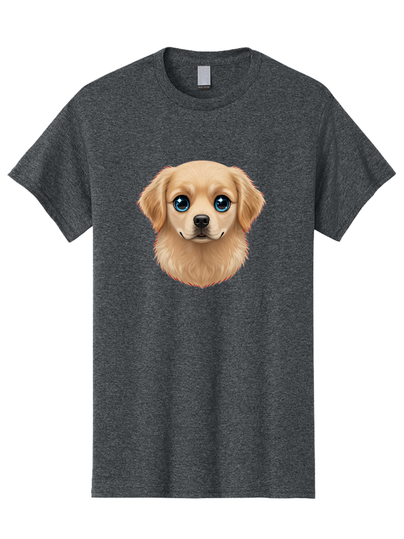Puppy-Head Men'S Graphic Tee, 100% Cotton, Comfortable Casual Summer Wear, Machine Washable, Adorable Puppy, Cute Dog Face, Big Blue Eyes, Fluffy Fur, Sweet Expression, Cartoon Dog, Digital Art, Puppy Love, Furry Friend Bac347