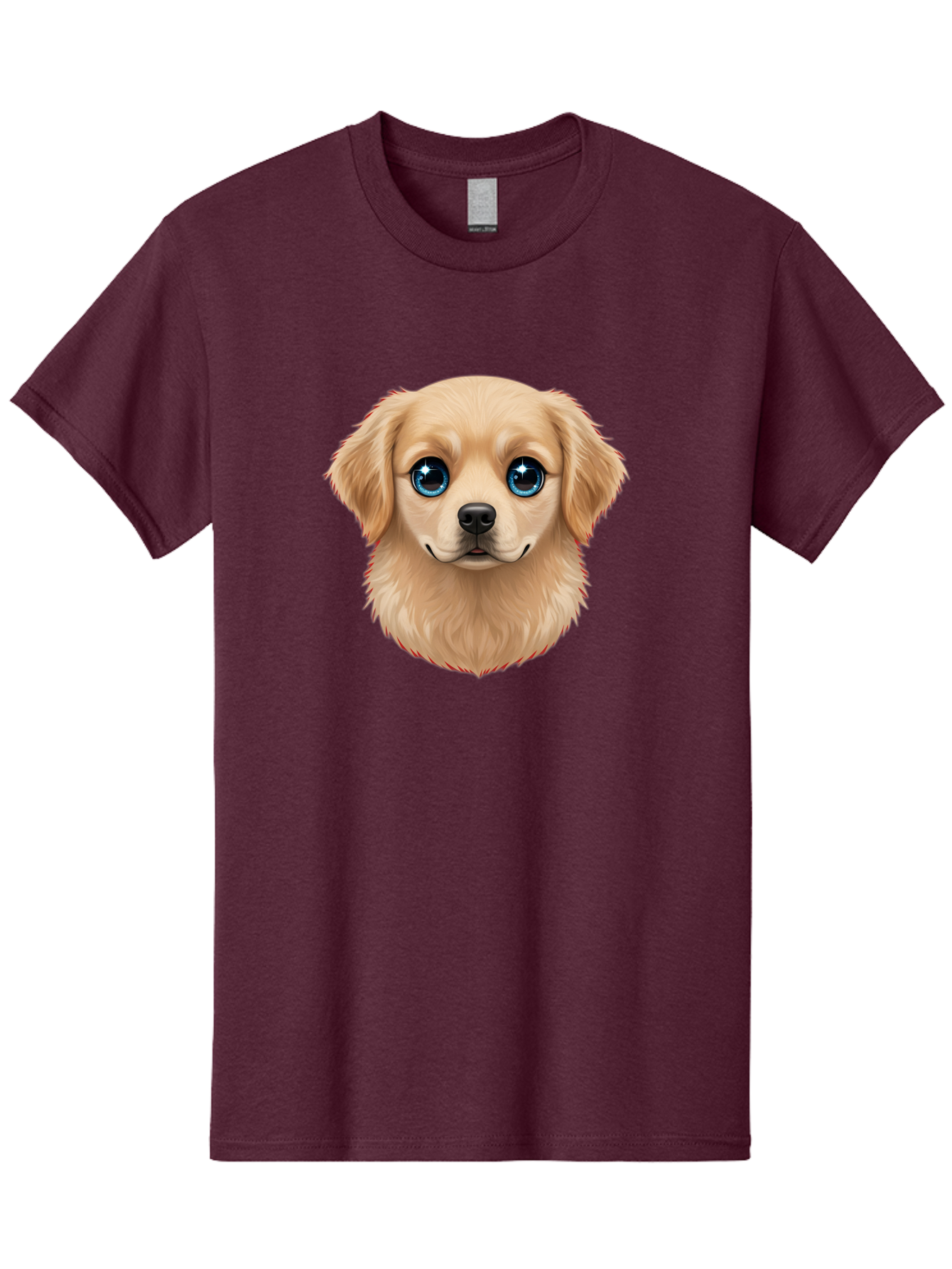 Puppy-Head Men'S Graphic Tee, 100% Cotton, Comfortable Casual Summer Wear, Machine Washable, Adorable Puppy, Cute Dog Face, Big Blue Eyes, Fluffy Fur, Sweet Expression, Cartoon Dog, Digital Art, Puppy Love, Furry Friend Bac347
