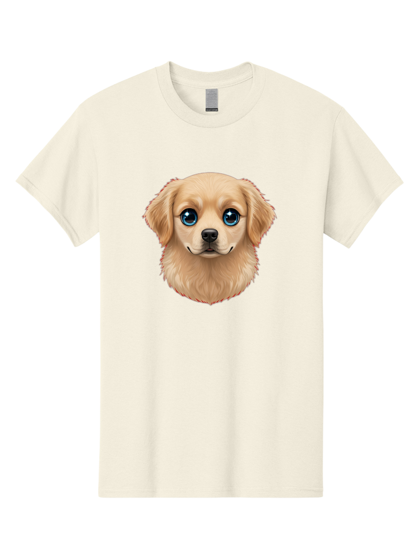 Puppy-Head Men'S Graphic Tee, 100% Cotton, Comfortable Casual Summer Wear, Machine Washable, Adorable Puppy, Cute Dog Face, Big Blue Eyes, Fluffy Fur, Sweet Expression, Cartoon Dog, Digital Art, Puppy Love, Furry Friend Bac347