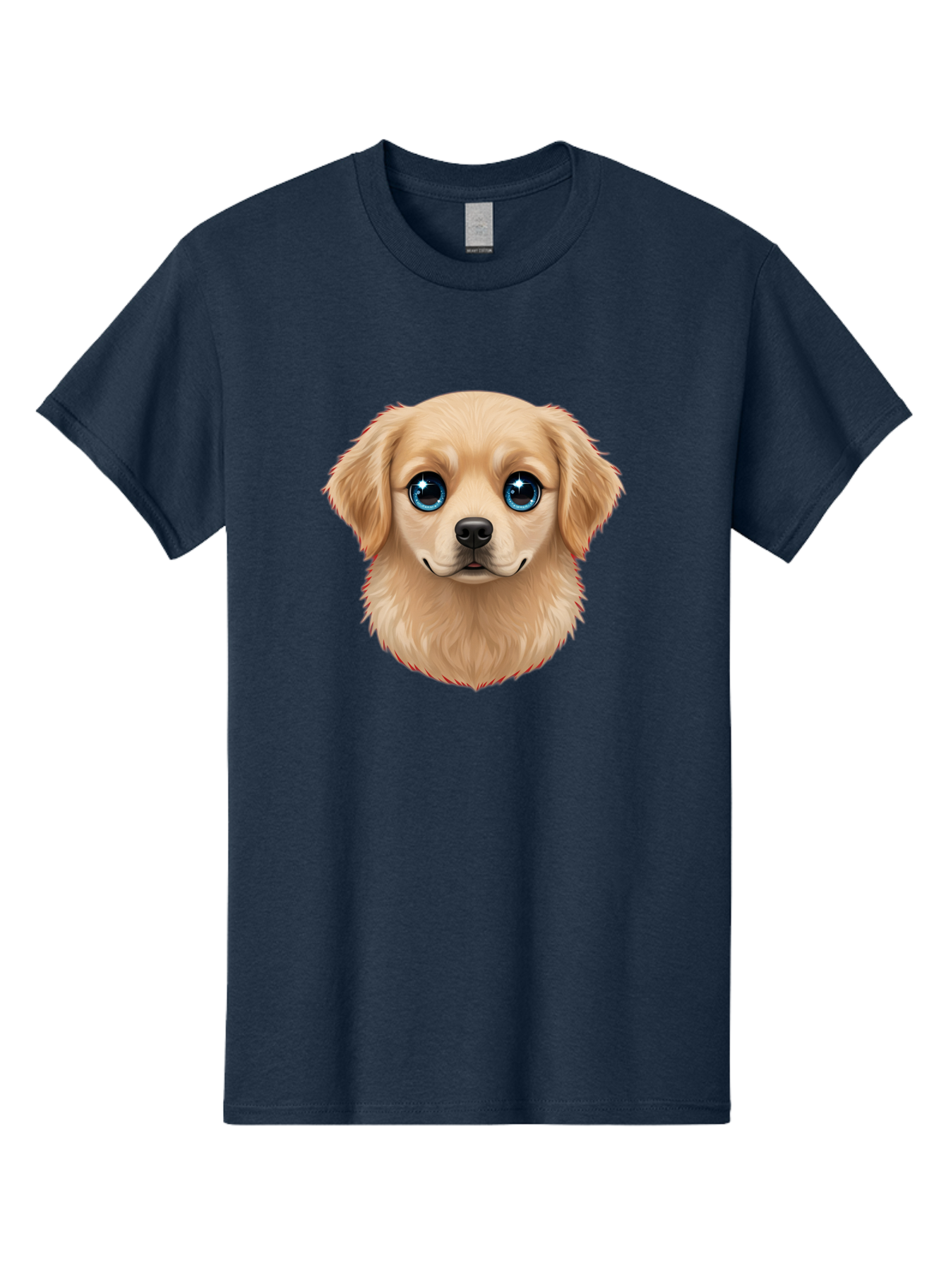 Puppy-Head Men'S Graphic Tee, 100% Cotton, Comfortable Casual Summer Wear, Machine Washable, Adorable Puppy, Cute Dog Face, Big Blue Eyes, Fluffy Fur, Sweet Expression, Cartoon Dog, Digital Art, Puppy Love, Furry Friend Bac347