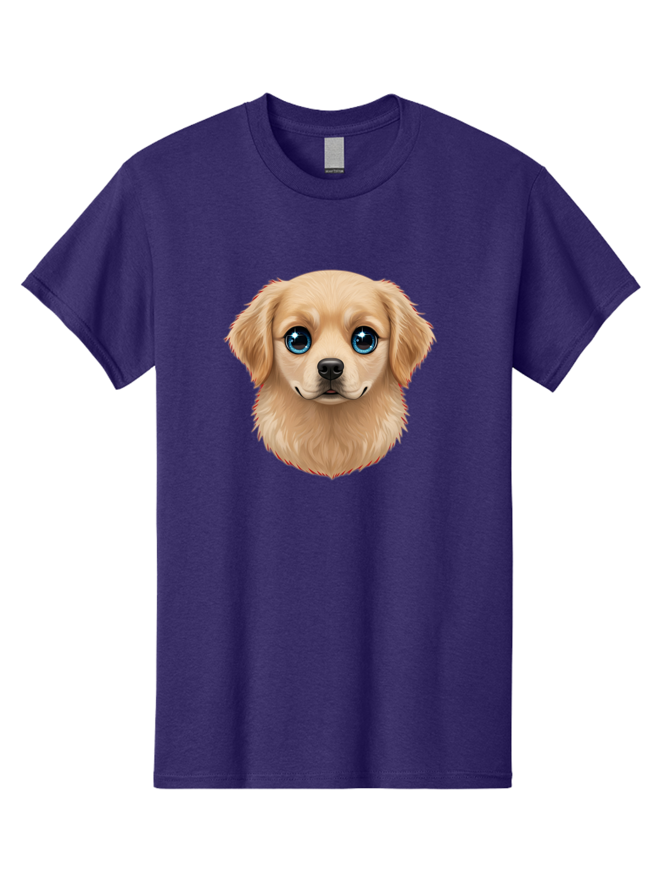 Puppy-Head Men'S Graphic Tee, 100% Cotton, Comfortable Casual Summer Wear, Machine Washable, Adorable Puppy, Cute Dog Face, Big Blue Eyes, Fluffy Fur, Sweet Expression, Cartoon Dog, Digital Art, Puppy Love, Furry Friend Bac347