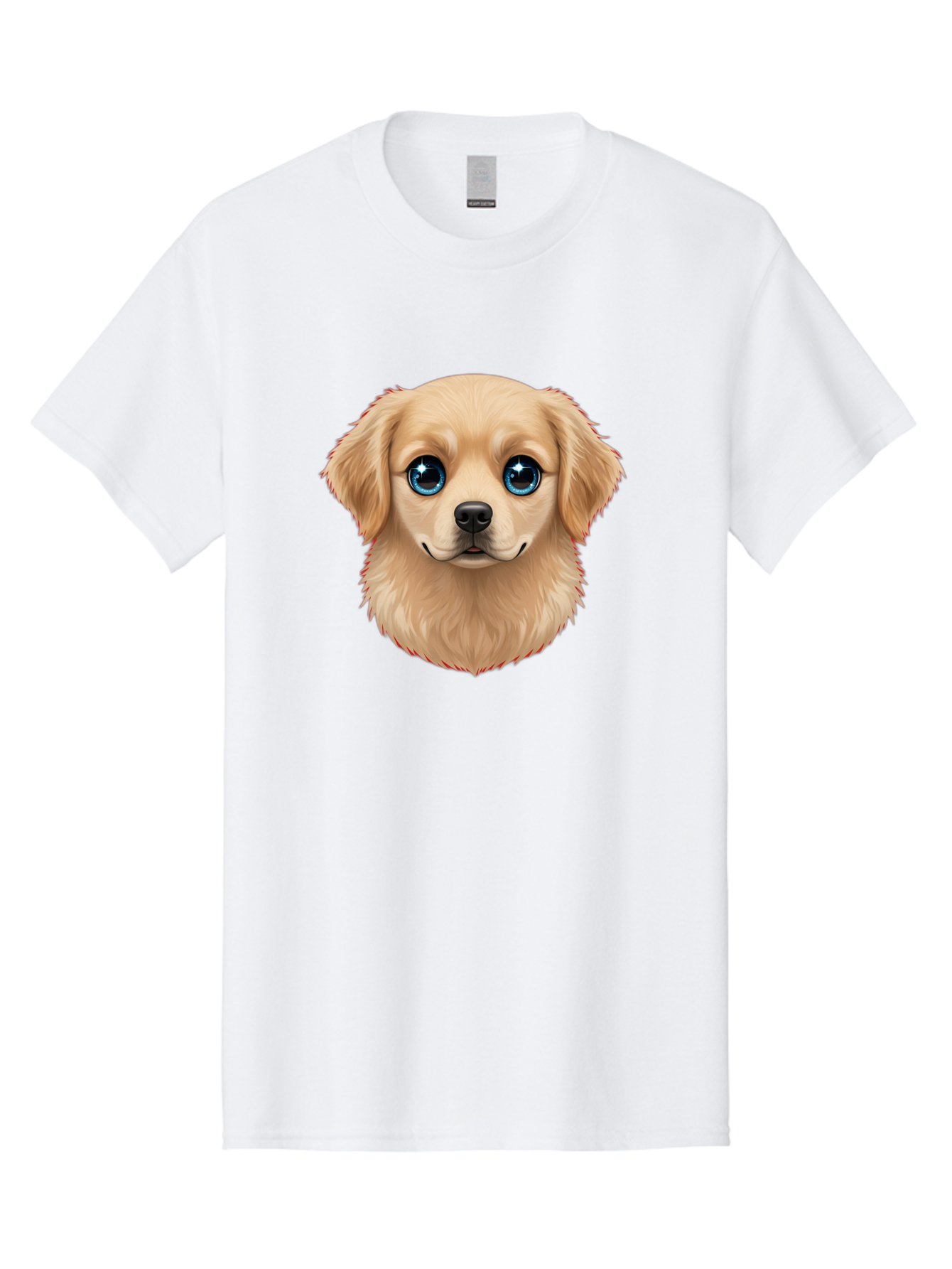 Puppy-Head Men'S Graphic Tee, 100% Cotton, Comfortable Casual Summer Wear, Machine Washable, Adorable Puppy, Cute Dog Face, Big Blue Eyes, Fluffy Fur, Sweet Expression, Cartoon Dog, Digital Art, Puppy Love, Furry Friend Bac347