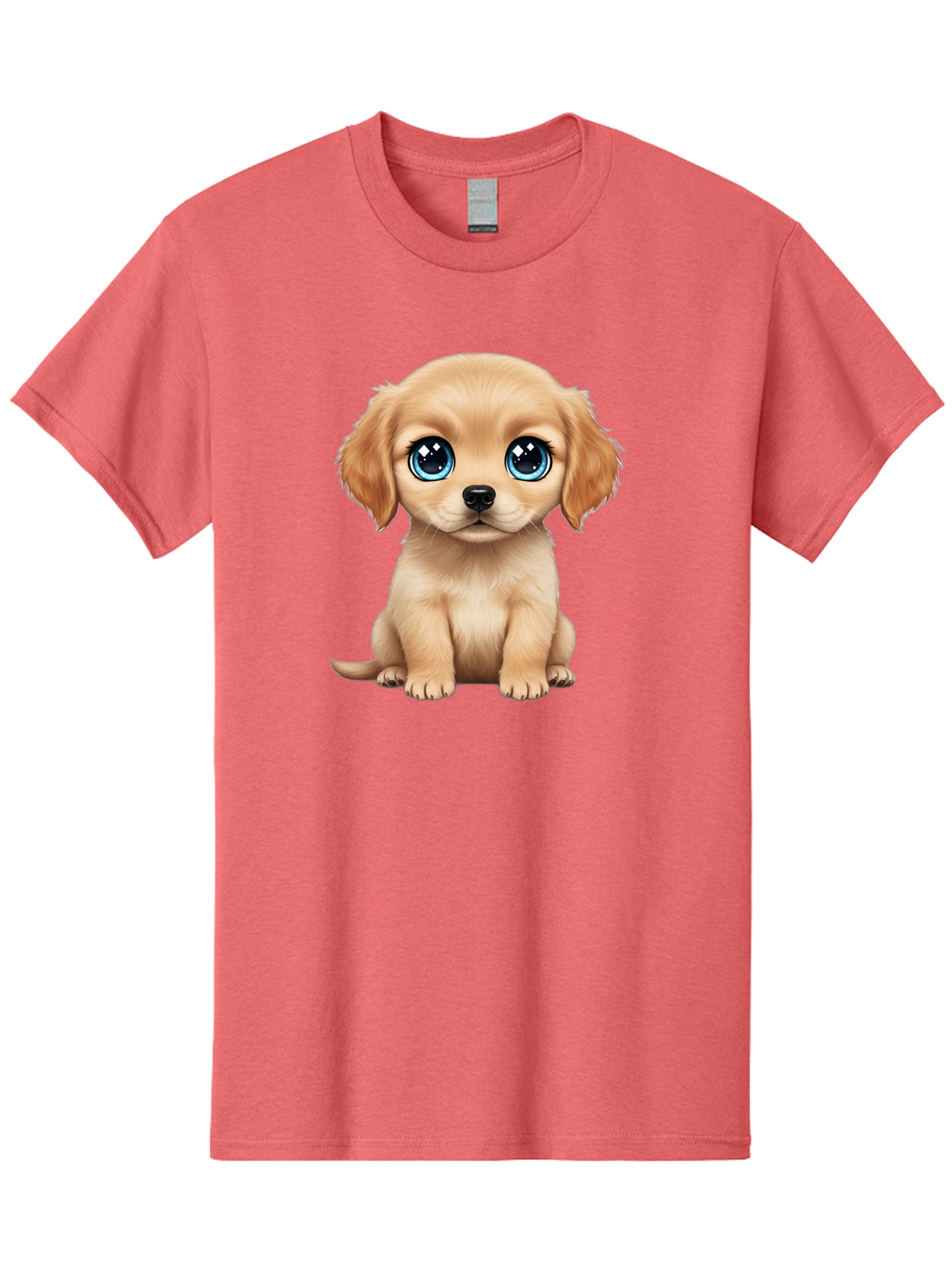 Puppy Men'S Graphic Tee, 100% Cotton, Comfortable Casual Summer Wear, Machine Washable, Adorable Puppy, Cute Dog, Blue Eyes, Fluffy Fur, Sweet Expression, Endearing Animal, Furry Friend, Digital Art, Cartoon Character, Playful, Charming Bac353