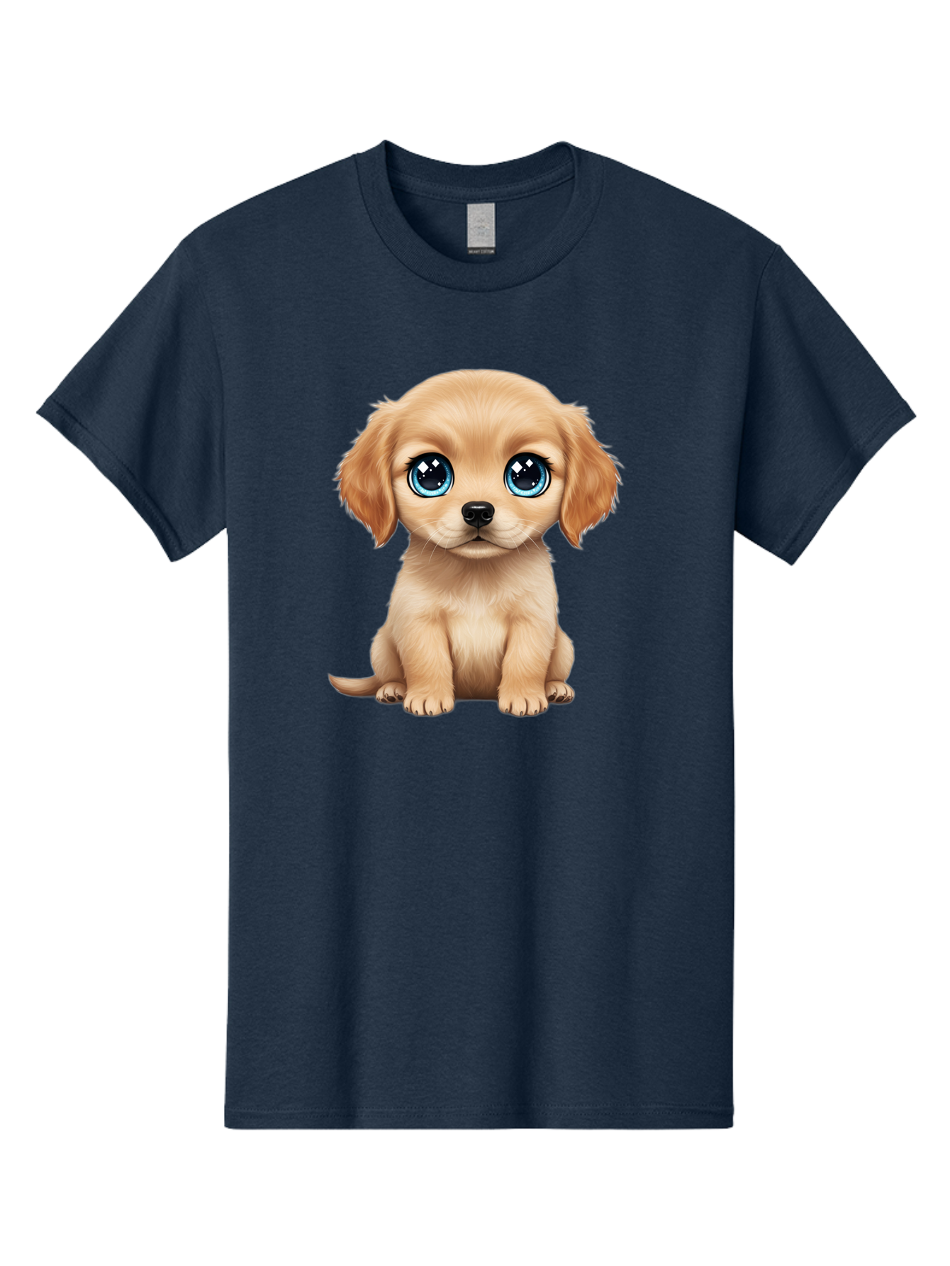 Puppy Men'S Graphic Tee, 100% Cotton, Comfortable Casual Summer Wear, Machine Washable, Adorable Puppy, Cute Dog, Blue Eyes, Fluffy Fur, Sweet Expression, Endearing Animal, Furry Friend, Digital Art, Cartoon Character, Playful, Charming Bac353