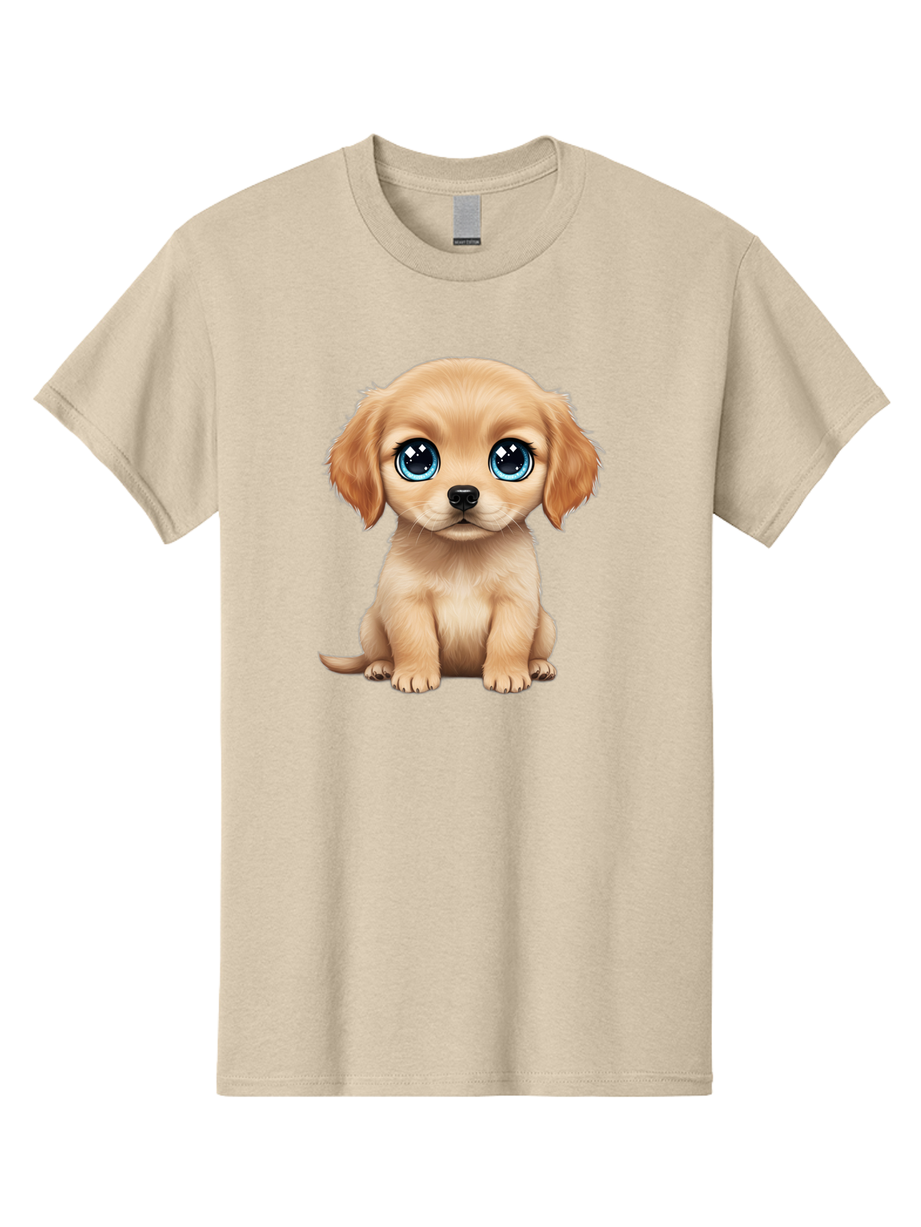 Puppy Men'S Graphic Tee, 100% Cotton, Comfortable Casual Summer Wear, Machine Washable, Adorable Puppy, Cute Dog, Blue Eyes, Fluffy Fur, Sweet Expression, Endearing Animal, Furry Friend, Digital Art, Cartoon Character, Playful, Charming Bac353