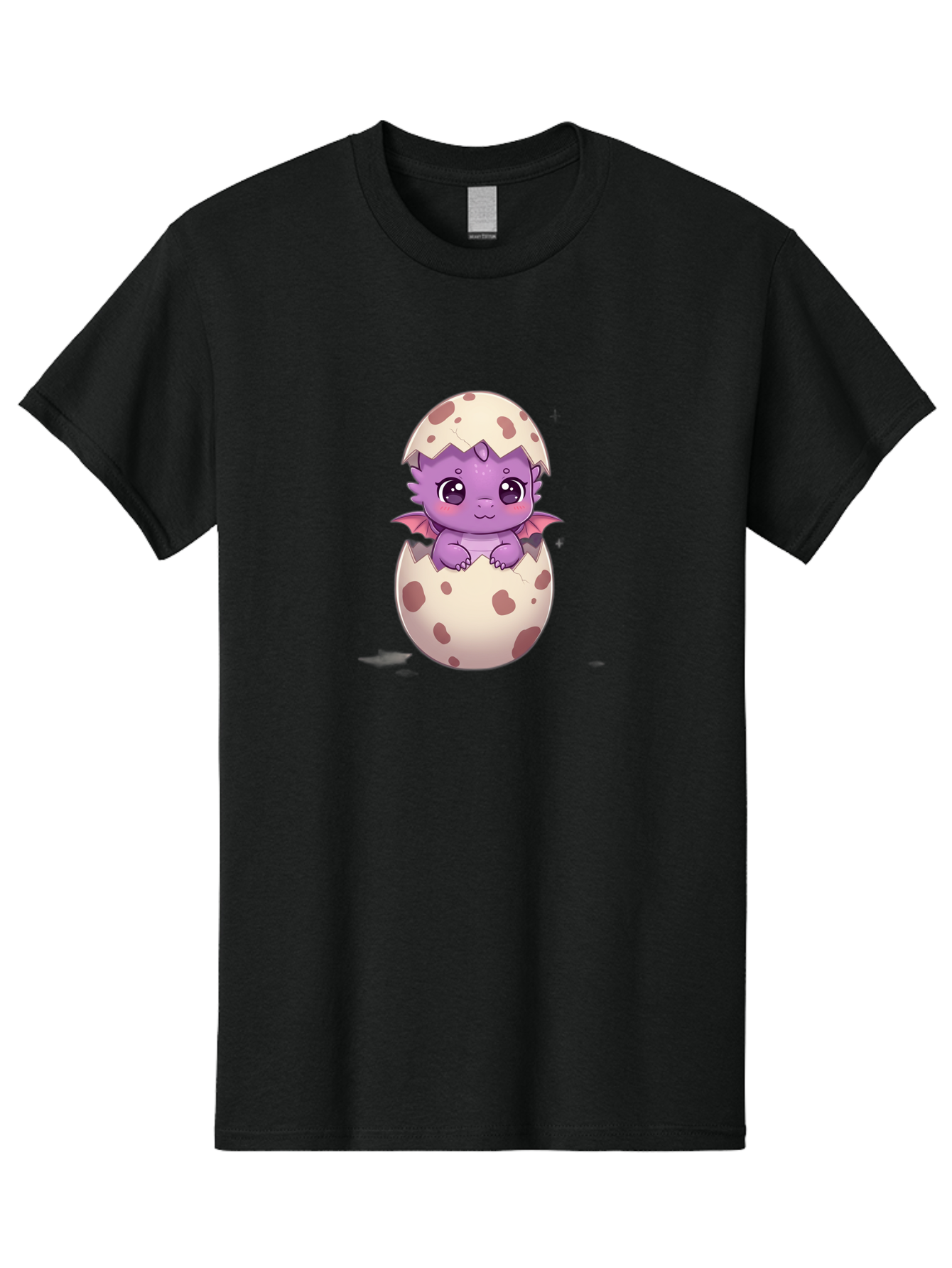Purple-Dragon-Hatching Men'S Graphic Tee, 100% Cotton, Comfortable Casual Summer Wear, Machine Washable, Cute Dragon Hatching, Adorable Creature, Fantasy Art, Purple Dragon, Eggshell, Cartoon Character, Nursery Decor, Baby Dragon, Bac356
