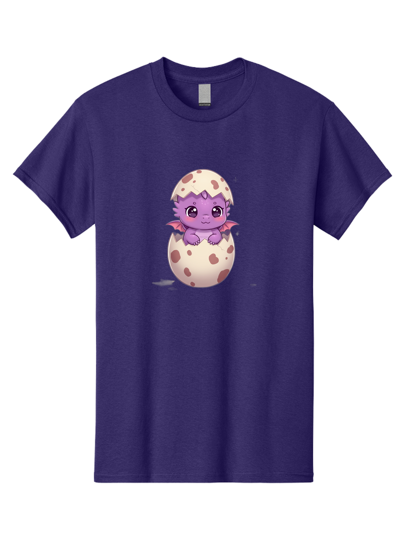 Purple-Dragon-Hatching Men'S Graphic Tee, 100% Cotton, Comfortable Casual Summer Wear, Machine Washable, Cute Dragon Hatching, Adorable Creature, Fantasy Art, Purple Dragon, Eggshell, Cartoon Character, Nursery Decor, Baby Dragon, Bac356