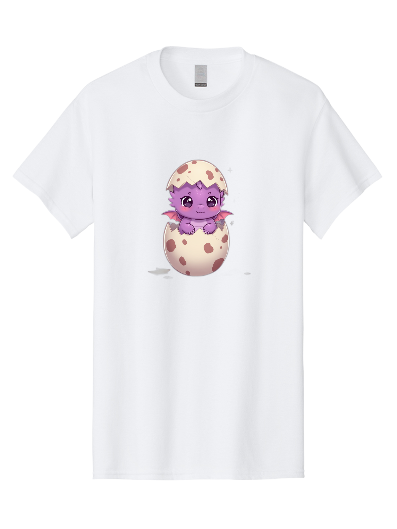 Purple-Dragon-Hatching Men'S Graphic Tee, 100% Cotton, Comfortable Casual Summer Wear, Machine Washable, Cute Dragon Hatching, Adorable Creature, Fantasy Art, Purple Dragon, Eggshell, Cartoon Character, Nursery Decor, Baby Dragon, Bac356
