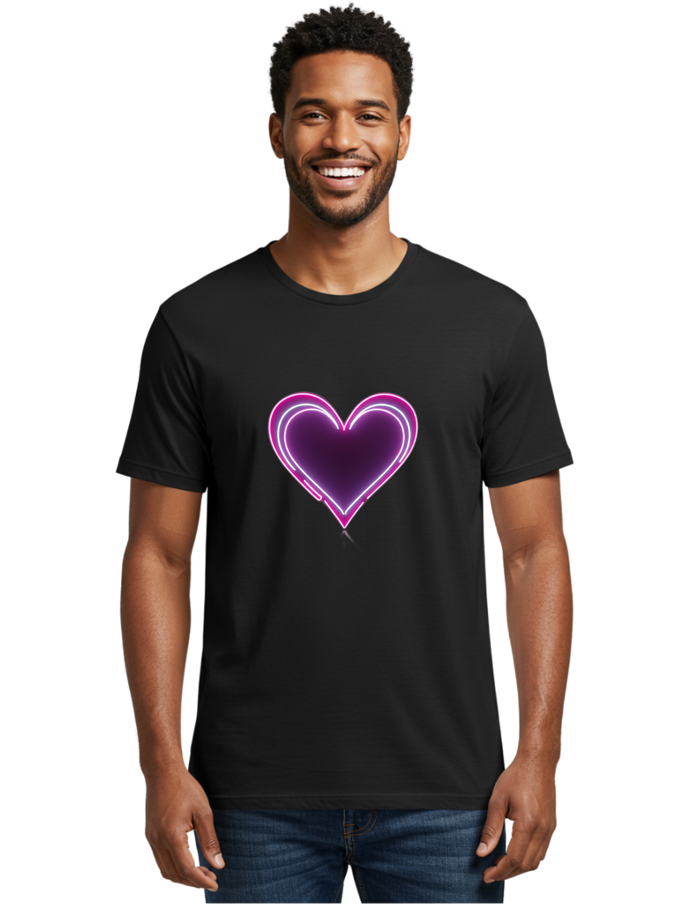 Purple-Heart-Balloon Men'S Graphic Tee, 100% Cotton, Comfortable Casual Summer Wear, Machine Washable, Heart-Shaped Balloon, Purple Balloon, Heart Design, Glowing Heart, Neon Heart, Festive Decoration, Party Decoration, Love Symbol, Bac358