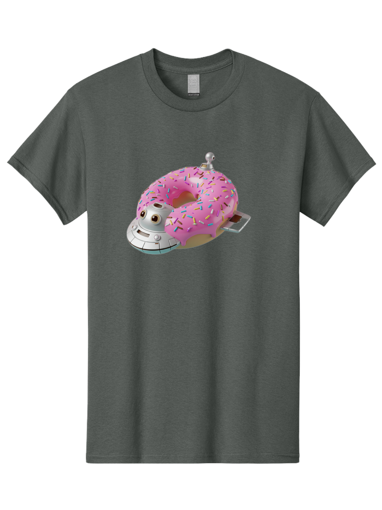 R2D2-Donut Men'S Graphic Tee, 100% Cotton, Comfortable Casual Summer Wear, Machine Washable, Pink Frosted Donut, Rainbow Sprinkles, R2D2 Robot, Star Wars Character, Sweet Treats, Whimsical Design, Playful Illustration, Colorful Dessert, Bac359