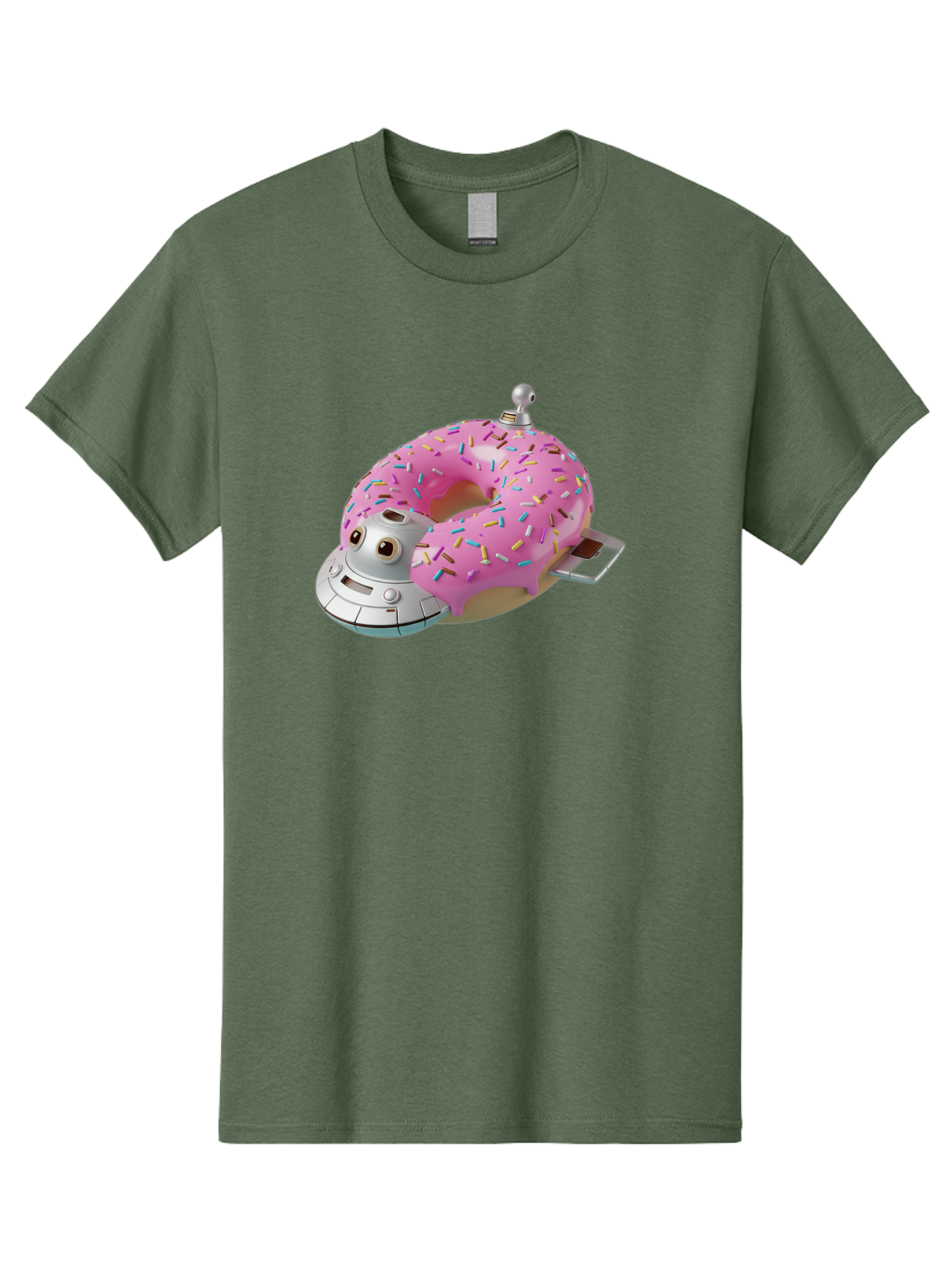 R2D2-Donut Men'S Graphic Tee, 100% Cotton, Comfortable Casual Summer Wear, Machine Washable, Pink Frosted Donut, Rainbow Sprinkles, R2D2 Robot, Star Wars Character, Sweet Treats, Whimsical Design, Playful Illustration, Colorful Dessert, Bac359