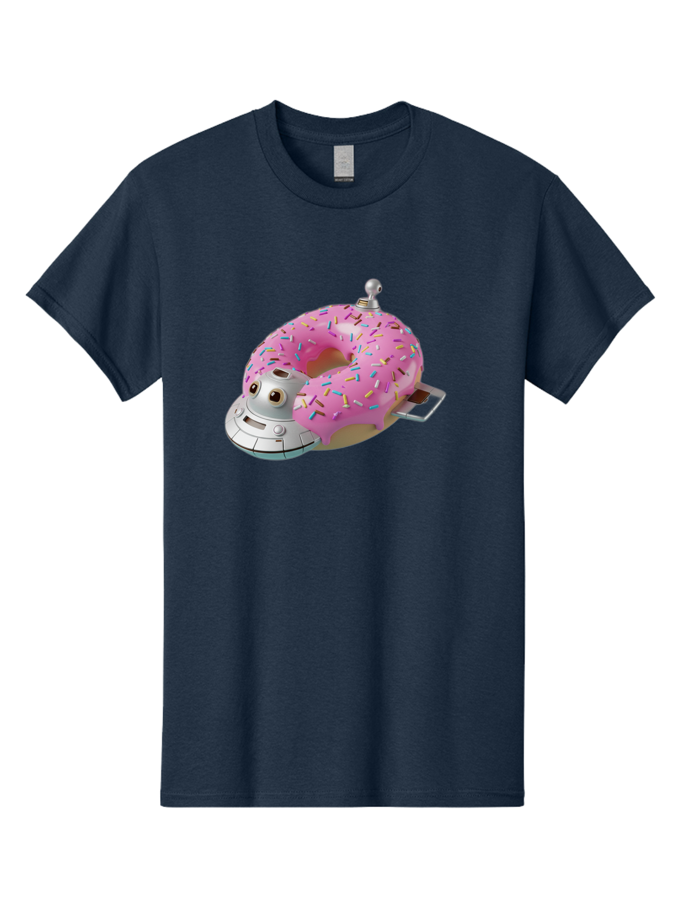 R2D2-Donut Men'S Graphic Tee, 100% Cotton, Comfortable Casual Summer Wear, Machine Washable, Pink Frosted Donut, Rainbow Sprinkles, R2D2 Robot, Star Wars Character, Sweet Treats, Whimsical Design, Playful Illustration, Colorful Dessert, Bac359