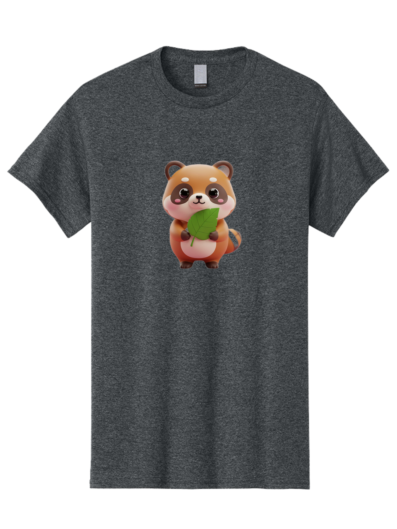 Red-Panda Men'S Graphic Tee, 100% Cotton, Comfortable Casual Summer Wear, Machine Washable, Cute Cartoon Red Panda, Kawaii Animal, Adorable Creature, Holding A Leaf, Cartoon Character, Red Panda Illustration, Kawaii Art, Digital Illustration, Bac364