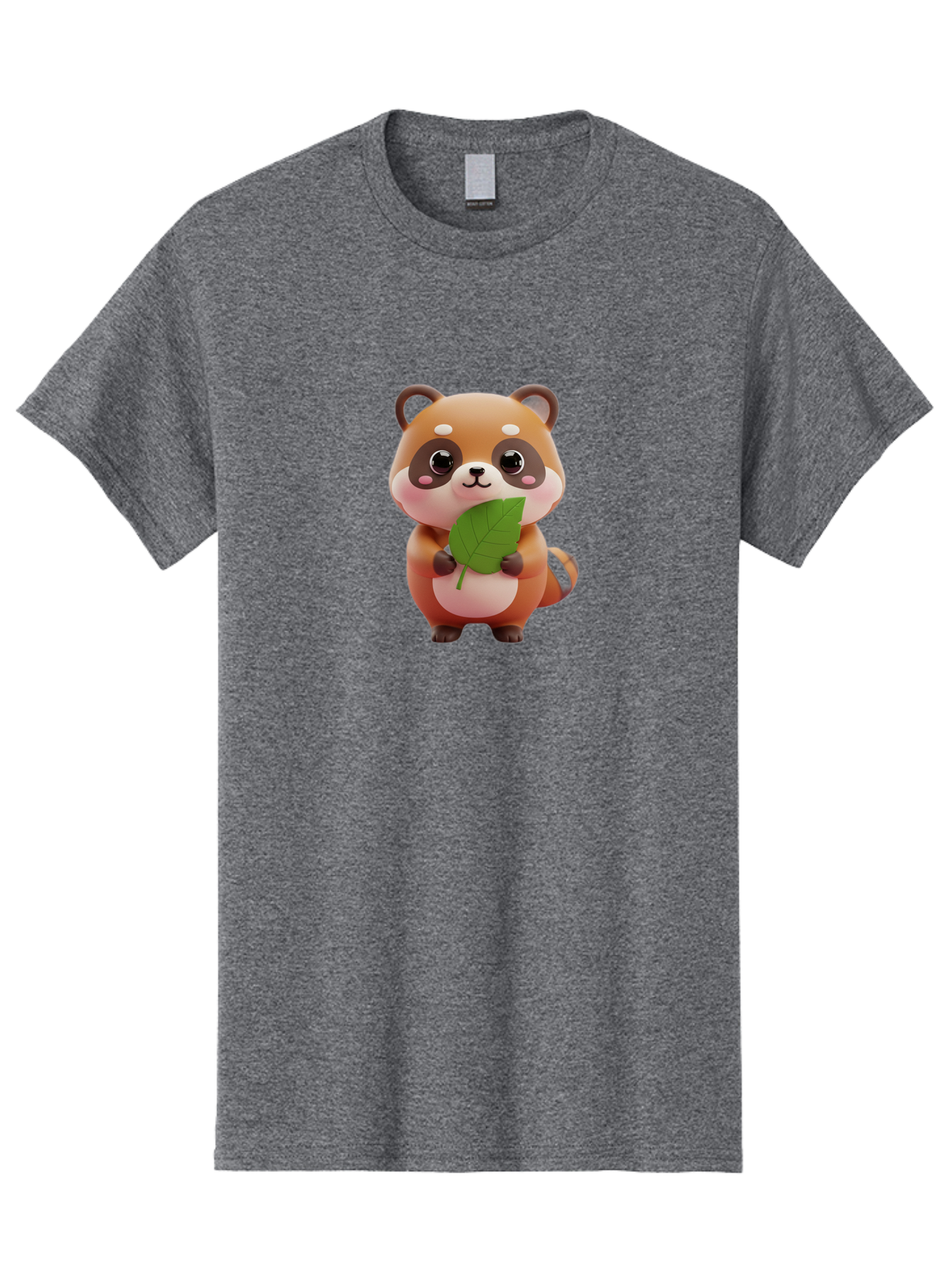 Red-Panda Men'S Graphic Tee, 100% Cotton, Comfortable Casual Summer Wear, Machine Washable, Cute Cartoon Red Panda, Kawaii Animal, Adorable Creature, Holding A Leaf, Cartoon Character, Red Panda Illustration, Kawaii Art, Digital Illustration, Bac364
