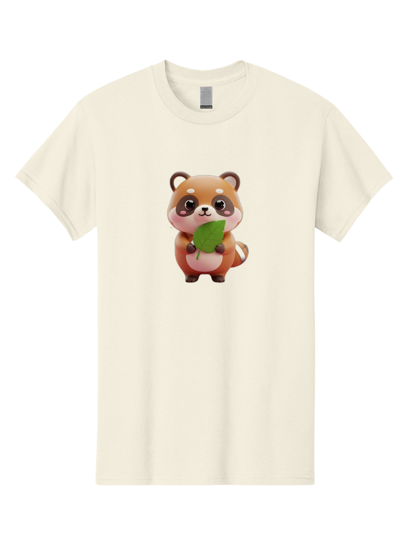Red-Panda Men'S Graphic Tee, 100% Cotton, Comfortable Casual Summer Wear, Machine Washable, Cute Cartoon Red Panda, Kawaii Animal, Adorable Creature, Holding A Leaf, Cartoon Character, Red Panda Illustration, Kawaii Art, Digital Illustration, Bac364
