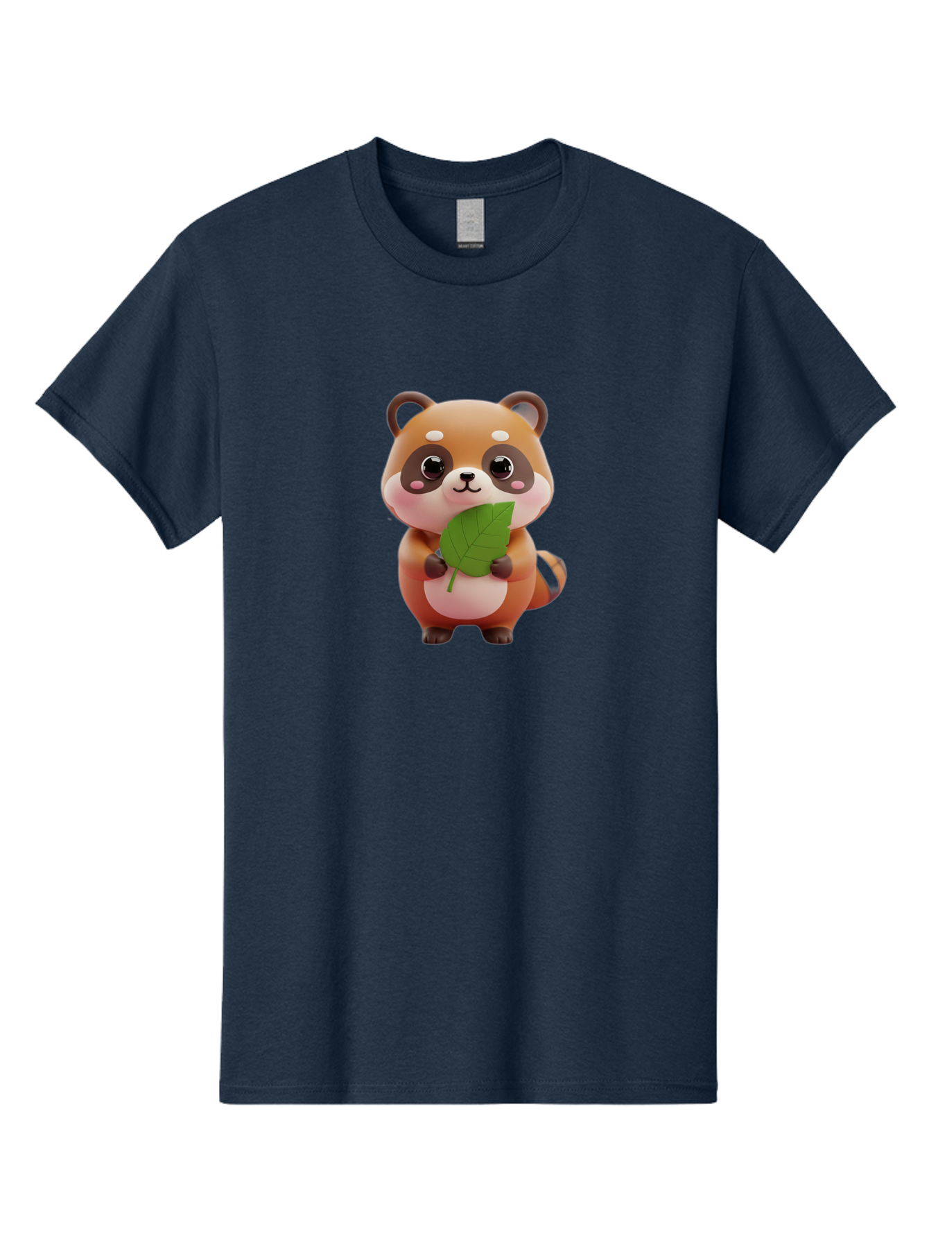 Red-Panda Men'S Graphic Tee, 100% Cotton, Comfortable Casual Summer Wear, Machine Washable, Cute Cartoon Red Panda, Kawaii Animal, Adorable Creature, Holding A Leaf, Cartoon Character, Red Panda Illustration, Kawaii Art, Digital Illustration, Bac364