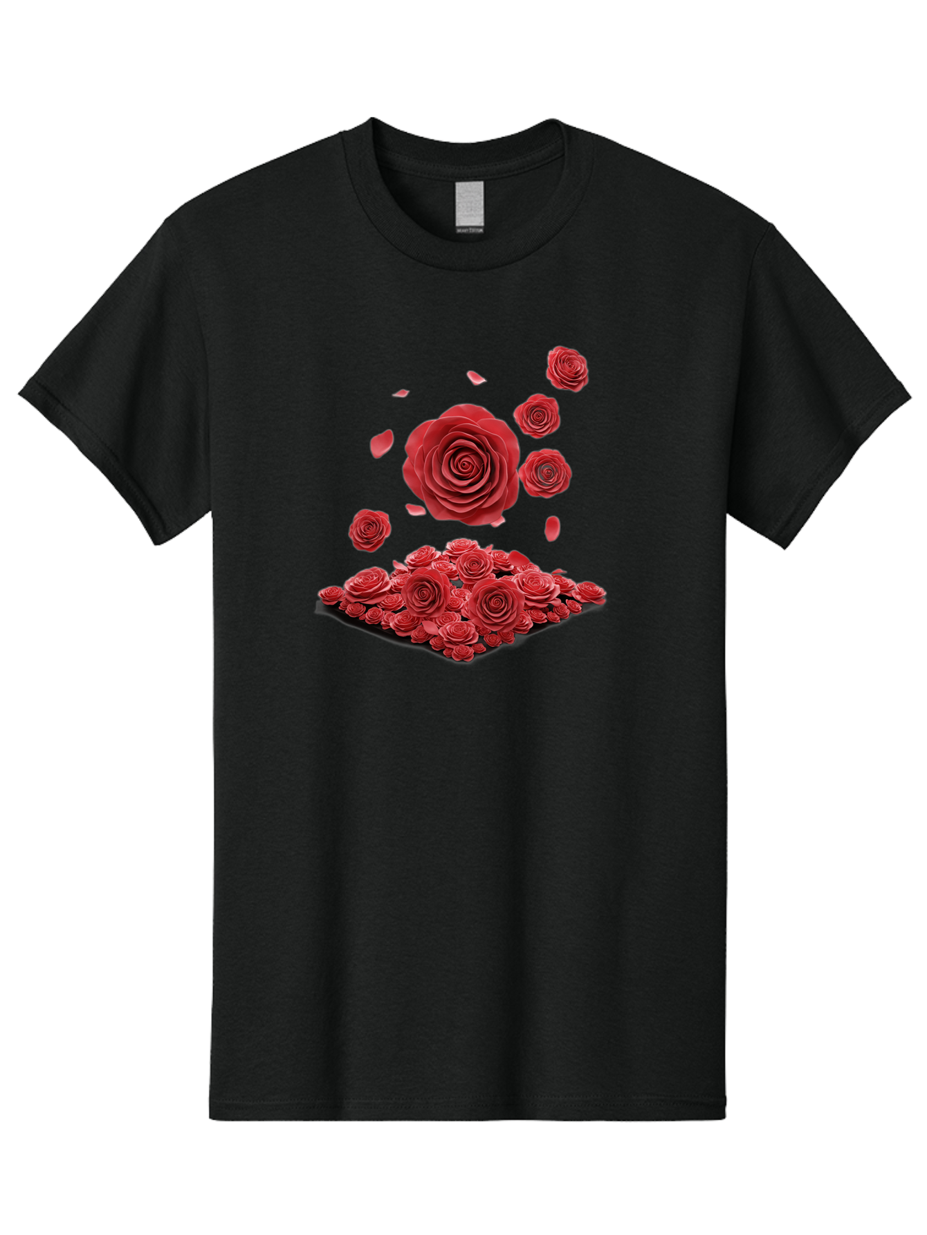 Red-Roses-1 Men'S Graphic Tee, 100% Cotton, Comfortable Casual Summer Wear, Machine Washable, Red Roses, Falling Flowers, Floral Arrangement, Rose Petals, Romantic Gesture, Love Symbol, Beautiful Blooms, Flower Power Bac365