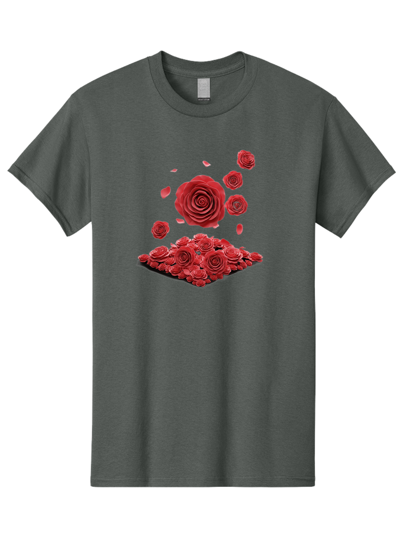 Red-Roses-1 Men'S Graphic Tee, 100% Cotton, Comfortable Casual Summer Wear, Machine Washable, Red Roses, Falling Flowers, Floral Arrangement, Rose Petals, Romantic Gesture, Love Symbol, Beautiful Blooms, Flower Power Bac365