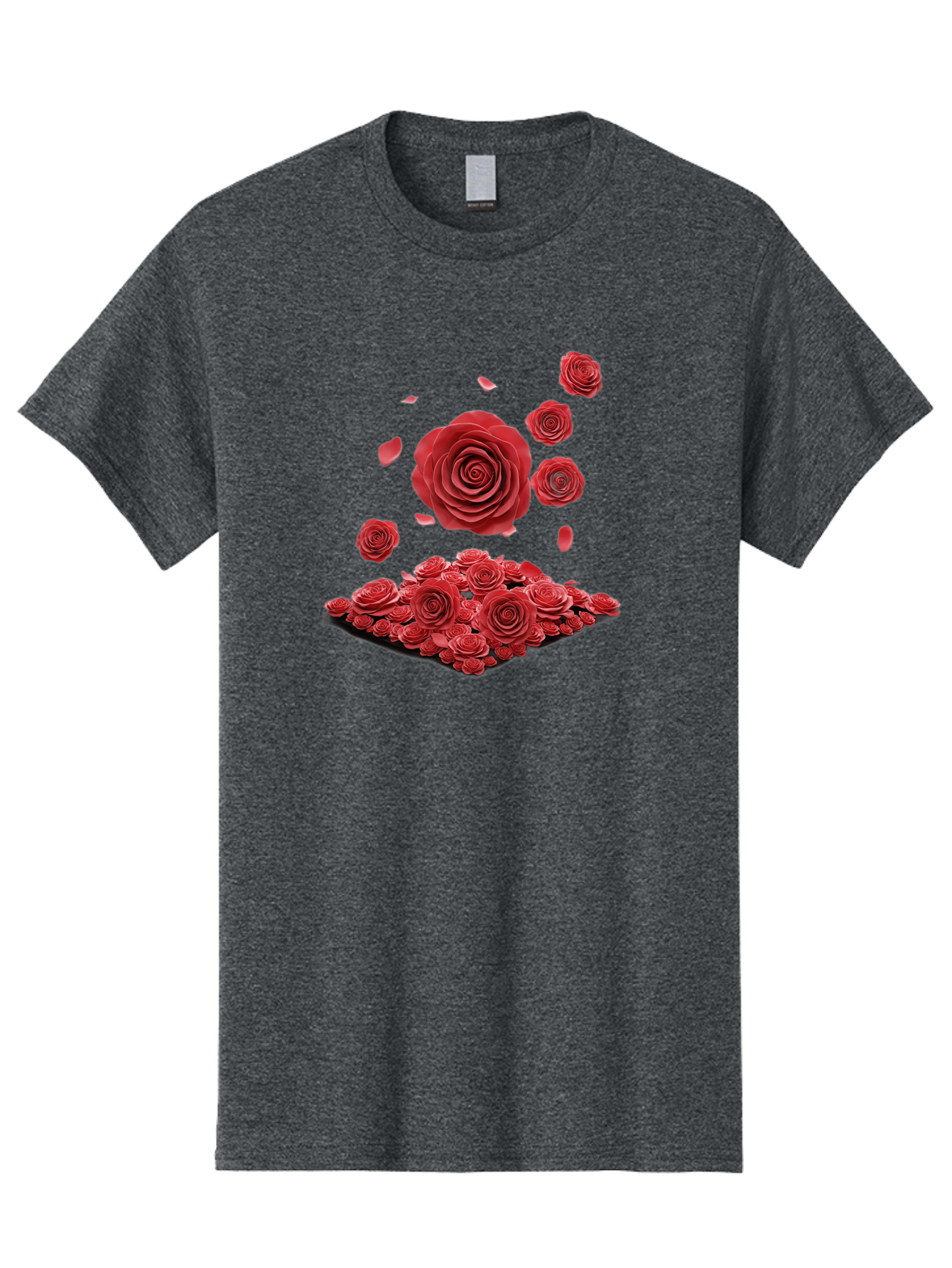 Red-Roses-1 Men'S Graphic Tee, 100% Cotton, Comfortable Casual Summer Wear, Machine Washable, Red Roses, Falling Flowers, Floral Arrangement, Rose Petals, Romantic Gesture, Love Symbol, Beautiful Blooms, Flower Power Bac365