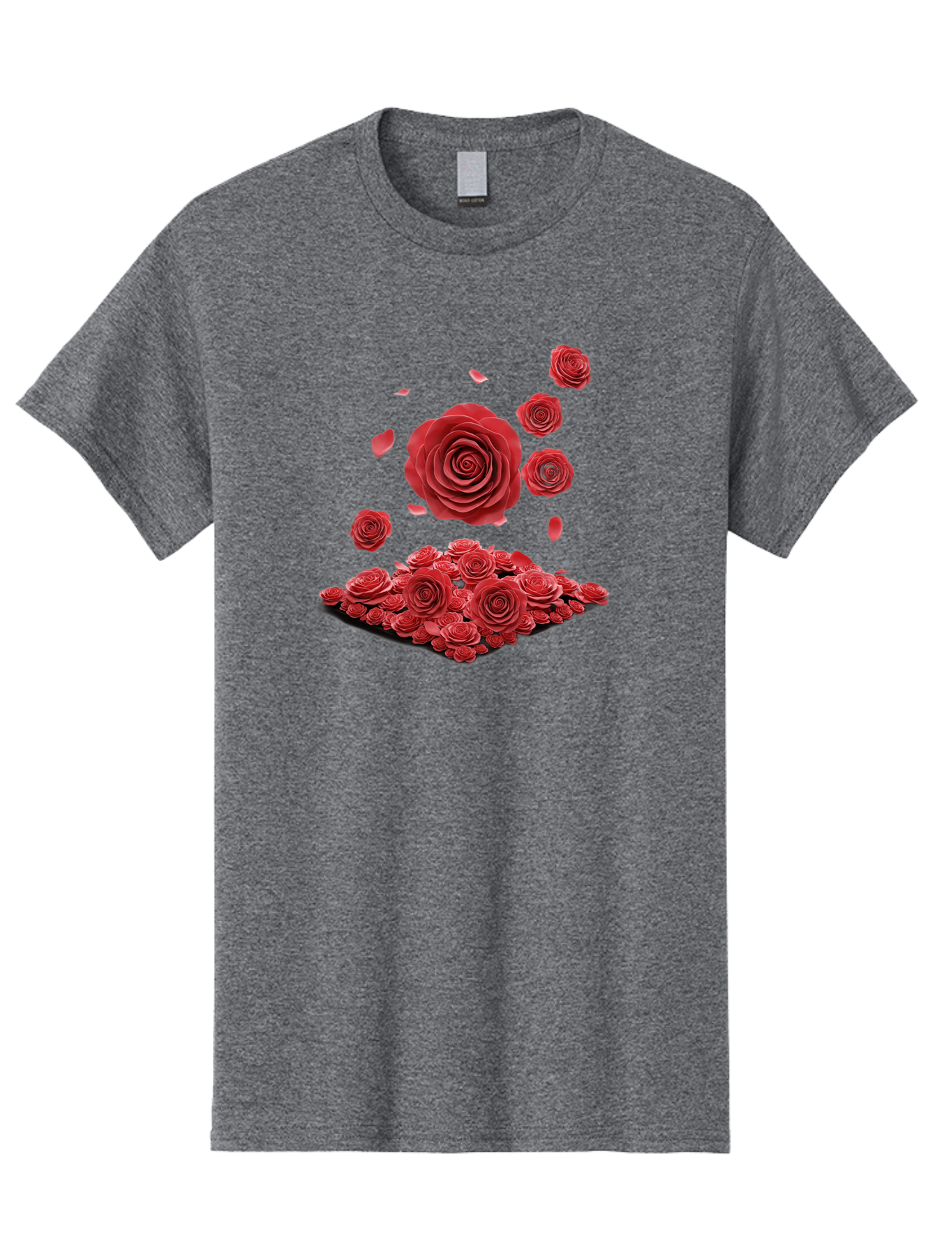 Red-Roses-1 Men'S Graphic Tee, 100% Cotton, Comfortable Casual Summer Wear, Machine Washable, Red Roses, Falling Flowers, Floral Arrangement, Rose Petals, Romantic Gesture, Love Symbol, Beautiful Blooms, Flower Power Bac365