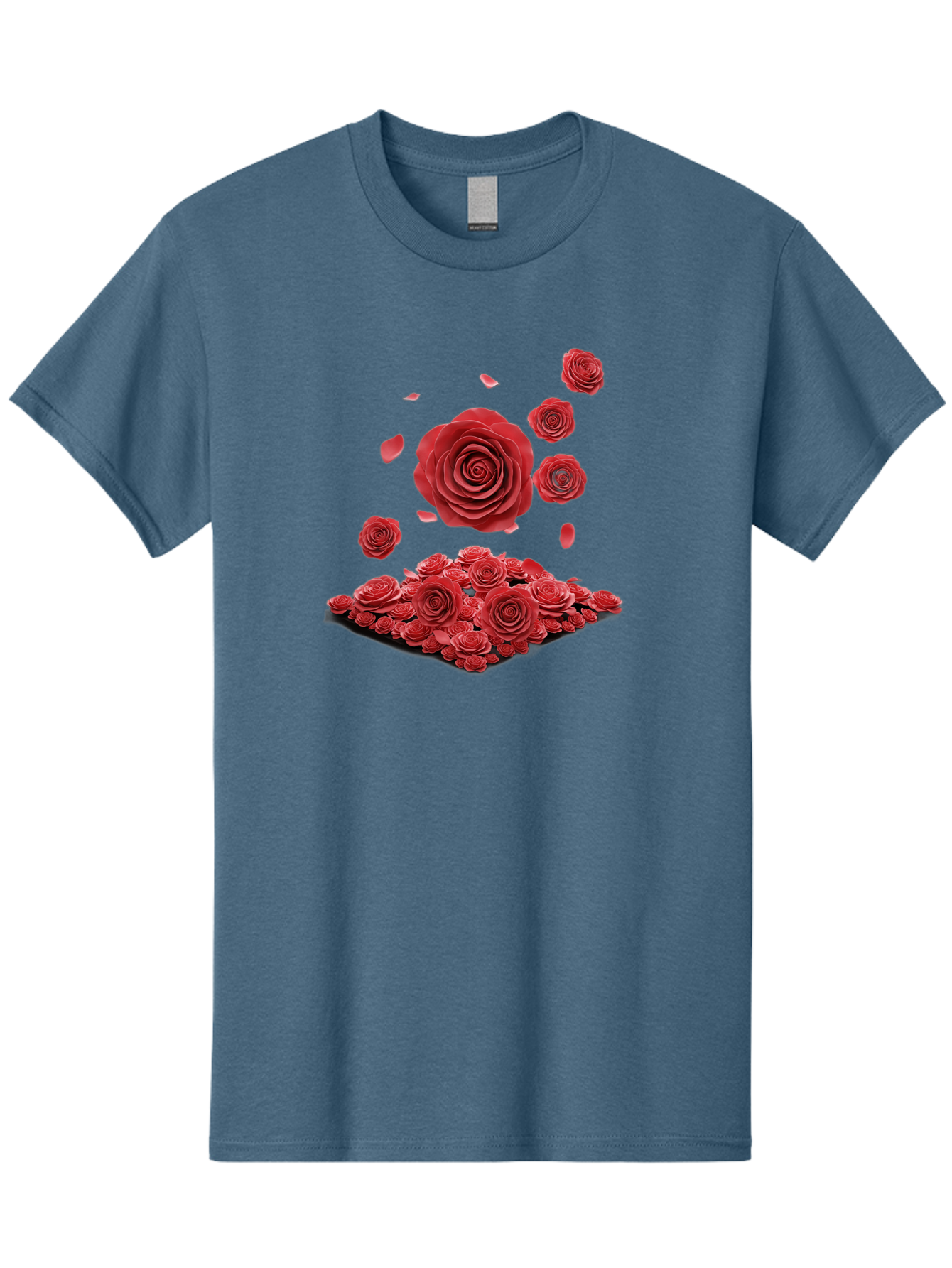 Red-Roses-1 Men'S Graphic Tee, 100% Cotton, Comfortable Casual Summer Wear, Machine Washable, Red Roses, Falling Flowers, Floral Arrangement, Rose Petals, Romantic Gesture, Love Symbol, Beautiful Blooms, Flower Power Bac365