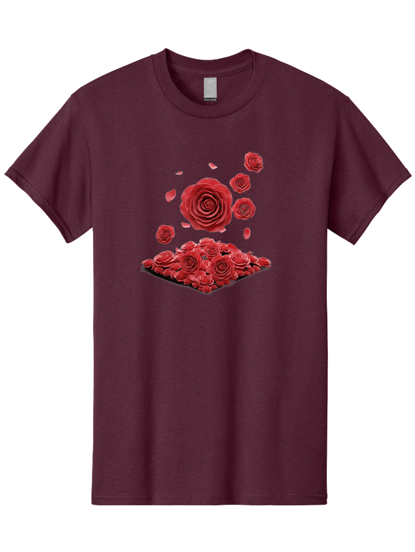 Red-Roses-1 Men'S Graphic Tee, 100% Cotton, Comfortable Casual Summer Wear, Machine Washable, Red Roses, Falling Flowers, Floral Arrangement, Rose Petals, Romantic Gesture, Love Symbol, Beautiful Blooms, Flower Power Bac365