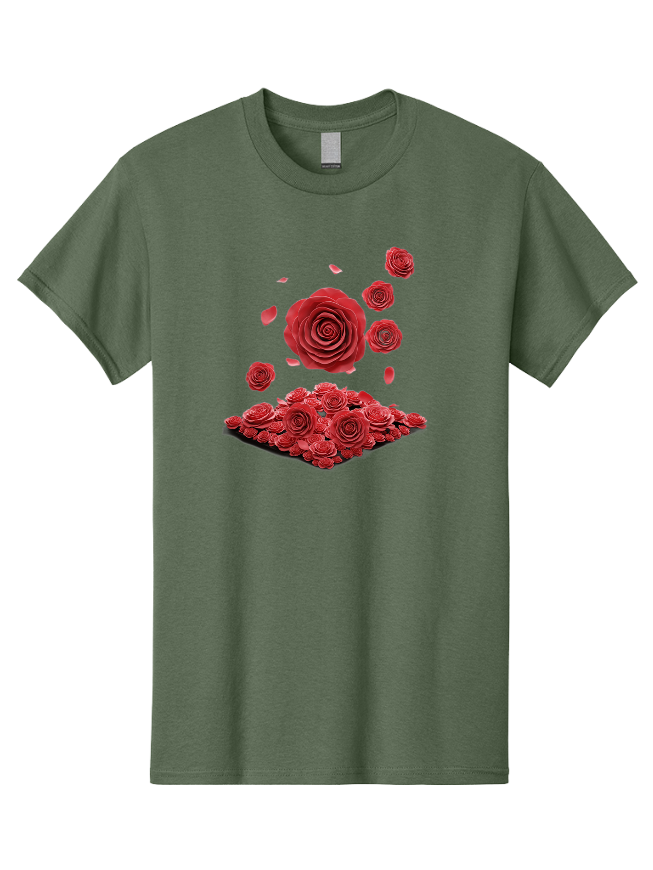 Red-Roses-1 Men'S Graphic Tee, 100% Cotton, Comfortable Casual Summer Wear, Machine Washable, Red Roses, Falling Flowers, Floral Arrangement, Rose Petals, Romantic Gesture, Love Symbol, Beautiful Blooms, Flower Power Bac365