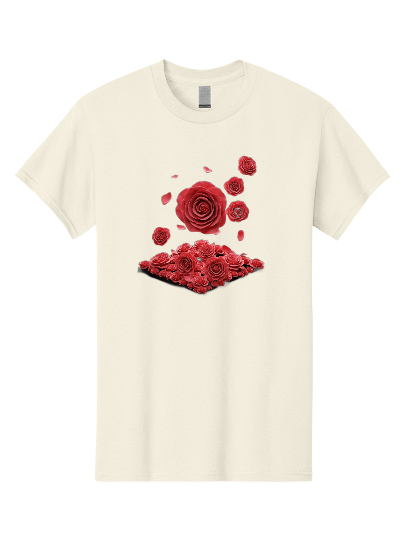 Red-Roses-1 Men'S Graphic Tee, 100% Cotton, Comfortable Casual Summer Wear, Machine Washable, Red Roses, Falling Flowers, Floral Arrangement, Rose Petals, Romantic Gesture, Love Symbol, Beautiful Blooms, Flower Power Bac365