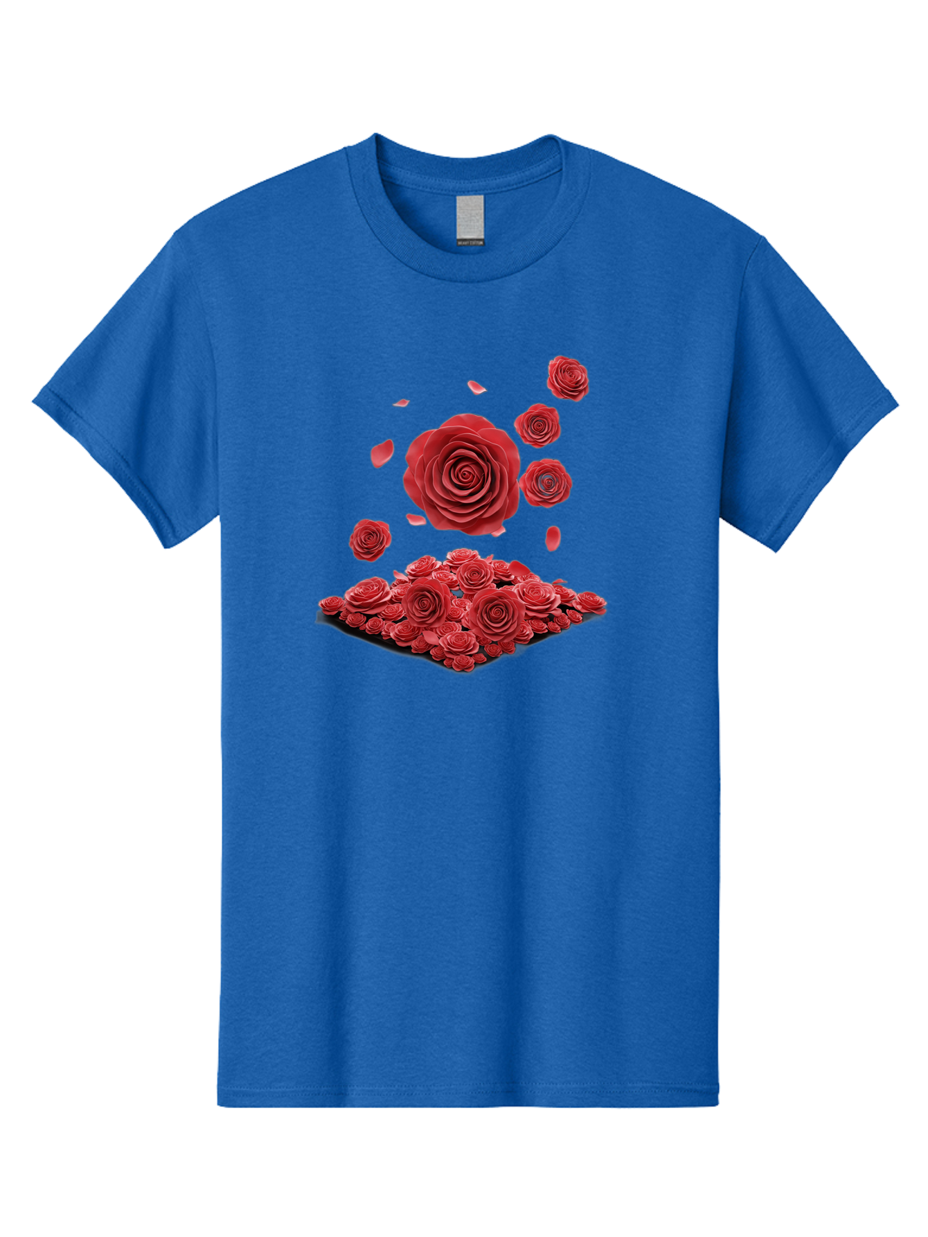 Red-Roses-1 Men'S Graphic Tee, 100% Cotton, Comfortable Casual Summer Wear, Machine Washable, Red Roses, Falling Flowers, Floral Arrangement, Rose Petals, Romantic Gesture, Love Symbol, Beautiful Blooms, Flower Power Bac365