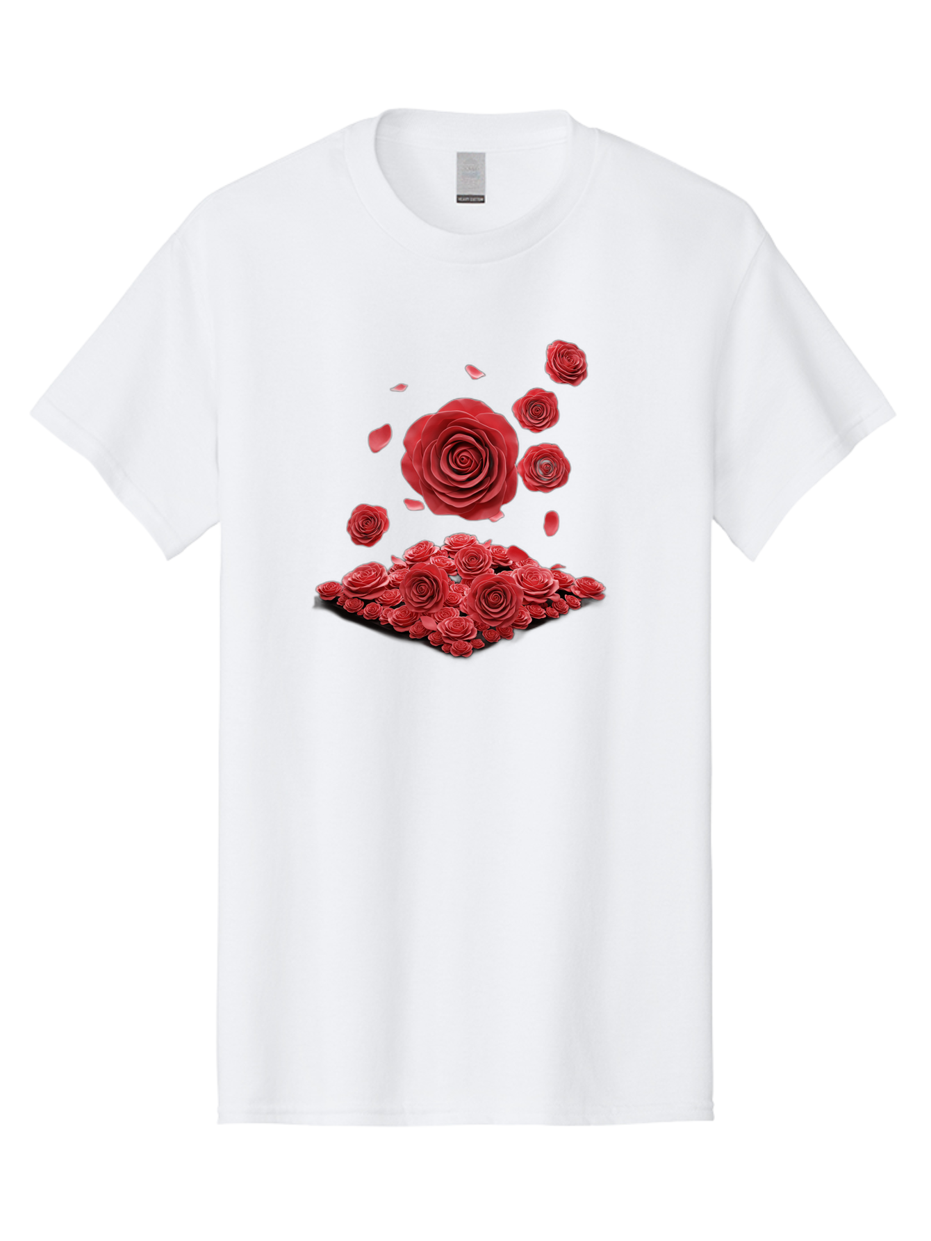 Red-Roses-1 Men'S Graphic Tee, 100% Cotton, Comfortable Casual Summer Wear, Machine Washable, Red Roses, Falling Flowers, Floral Arrangement, Rose Petals, Romantic Gesture, Love Symbol, Beautiful Blooms, Flower Power Bac365