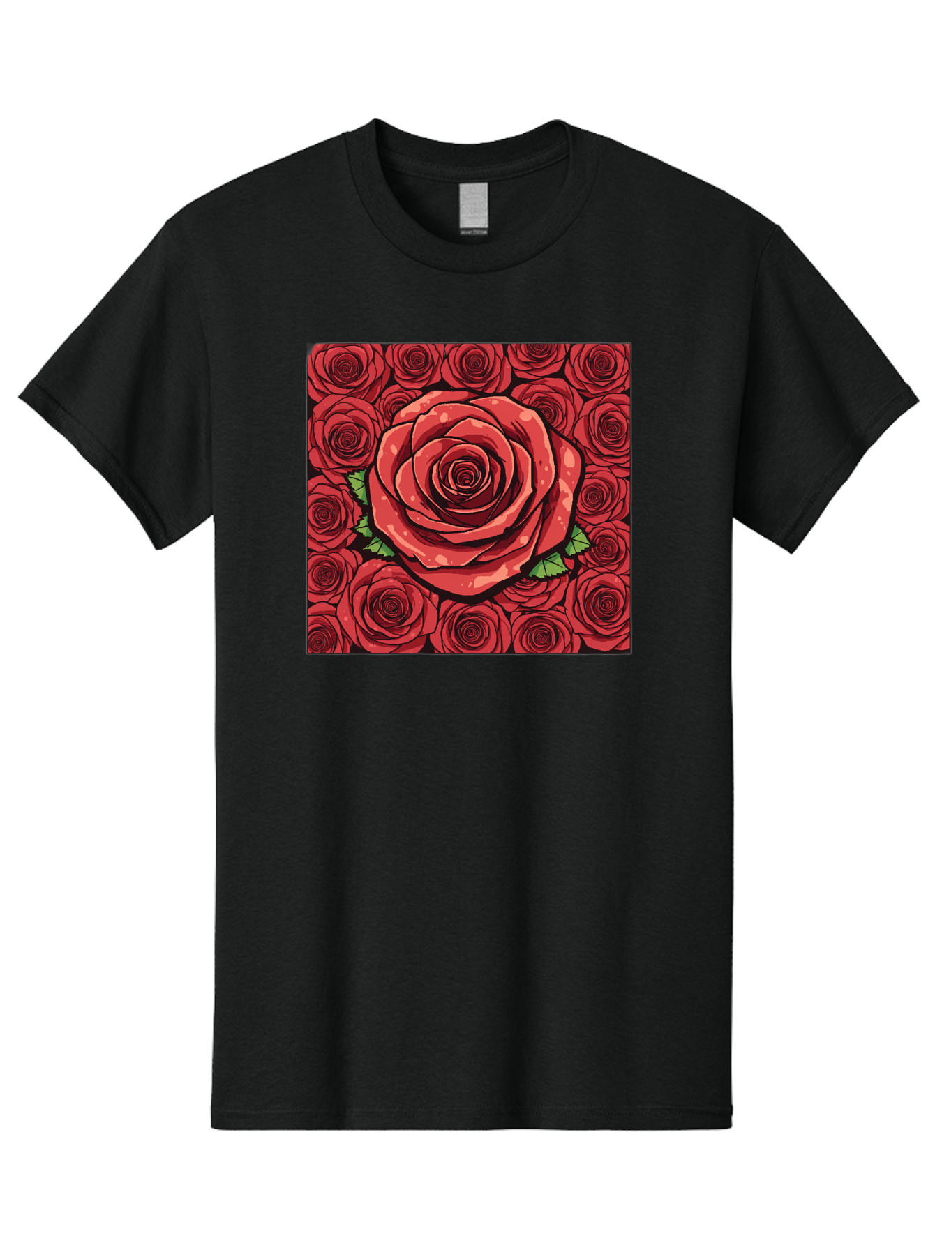 Red-Roses Men'S Graphic Tee, 100% Cotton, Comfortable Casual Summer Wear, Machine Washable, Red Roses, Floral Pattern, Love Symbol, Romance, Beauty, Flowers, Vibrant Petals, Green Leaves, Pop Art Design, Bold Graphics Bac366
